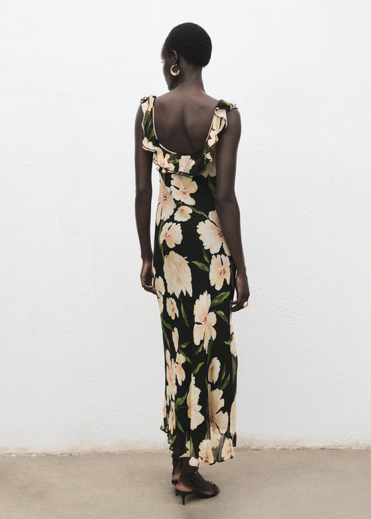 Floral Print Dress With Ruffle Detail