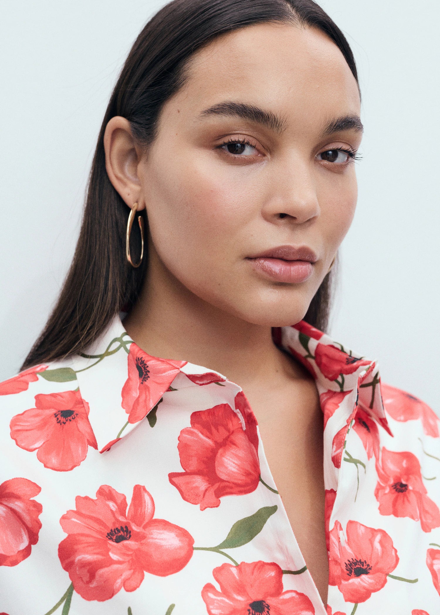 Floral Print Poplin Shirt