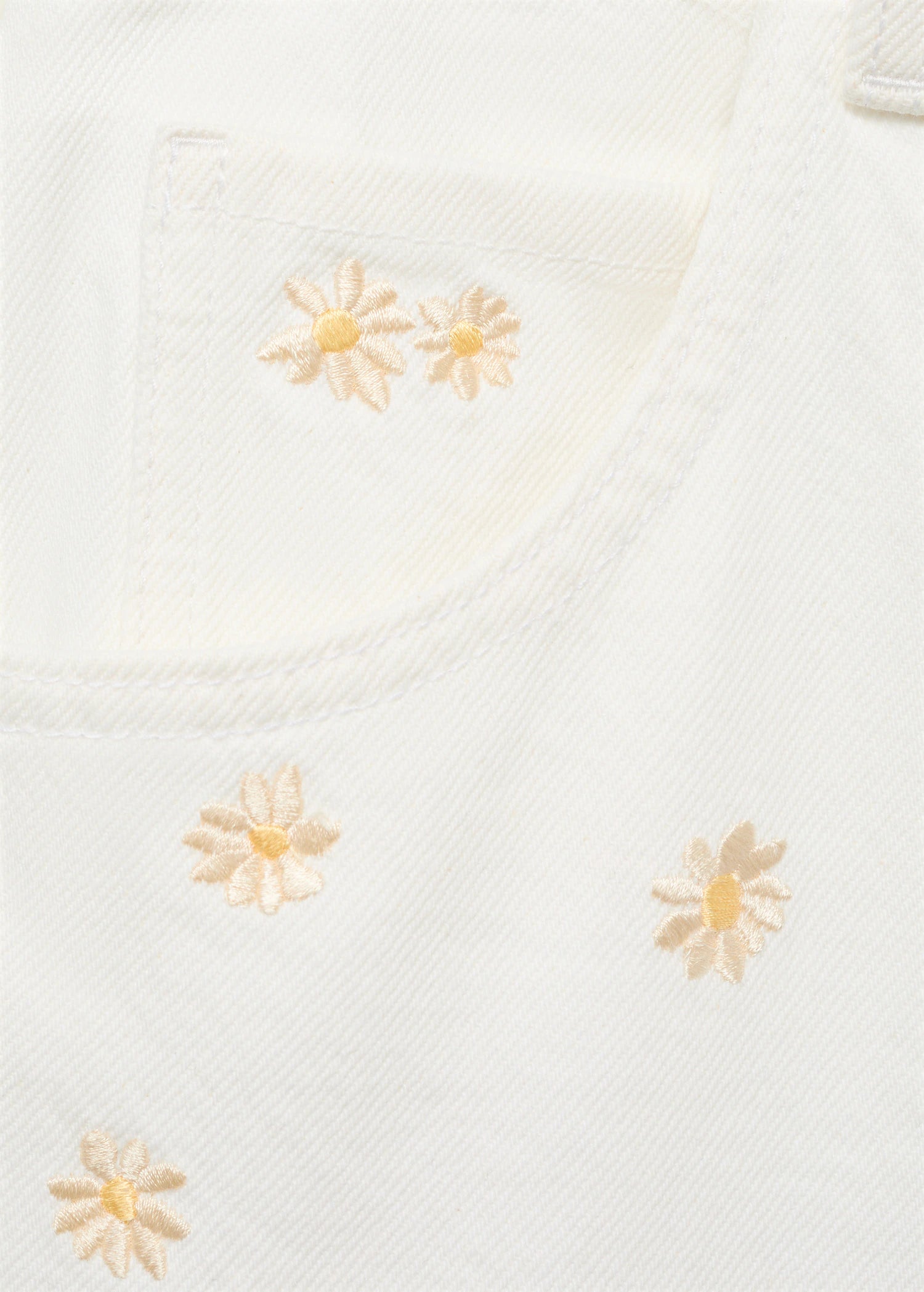 Flower Embroidered Wide Leg Jeans