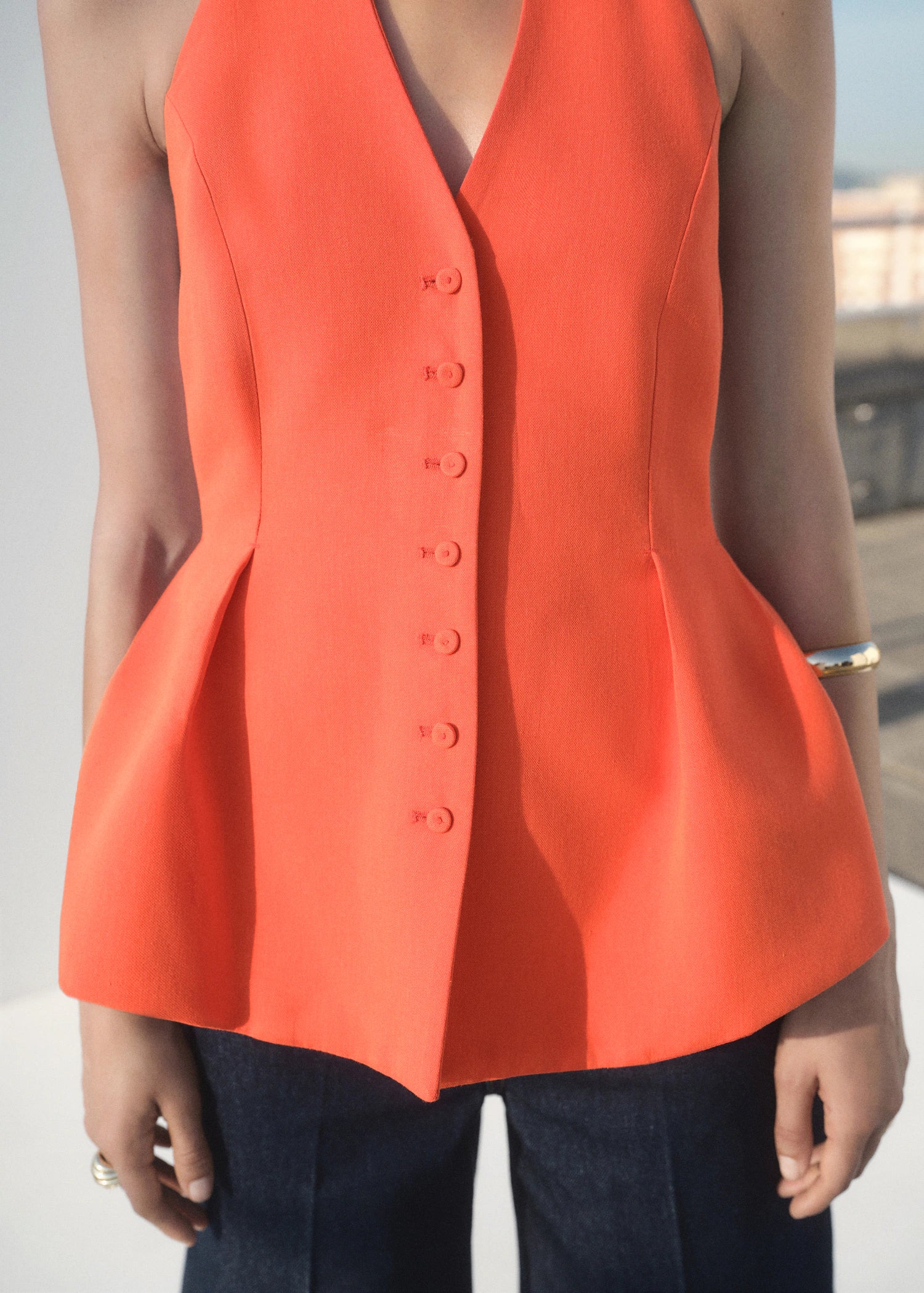 Halter Neck Peplum Waistcoat