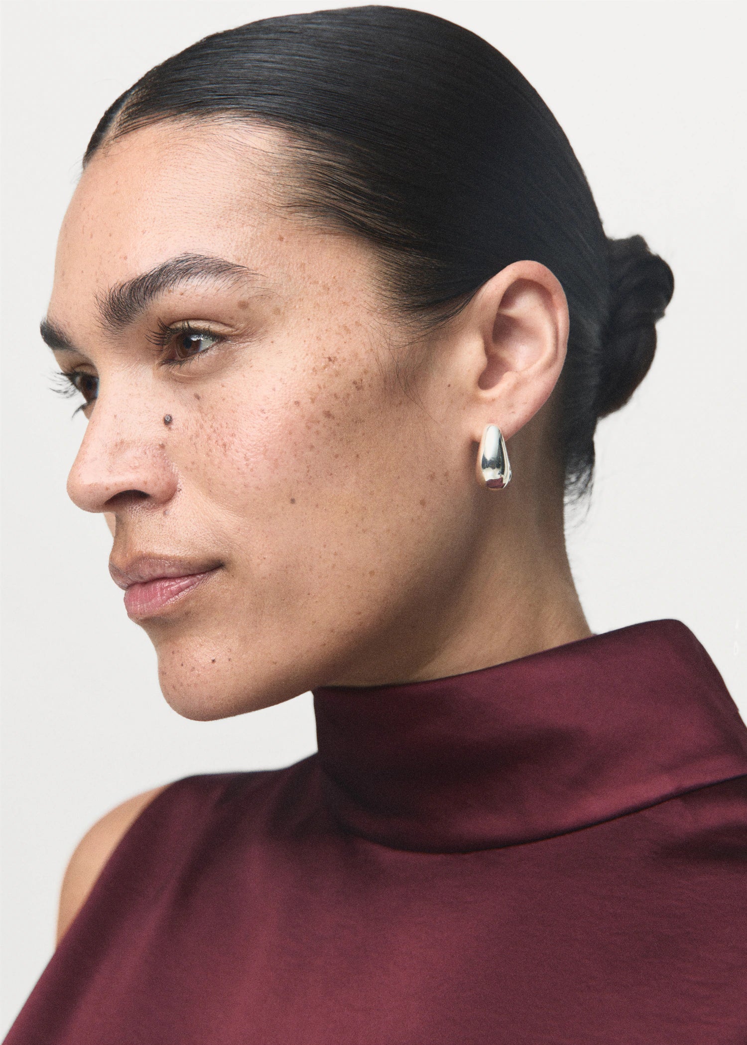 High Collar Satin Blouse