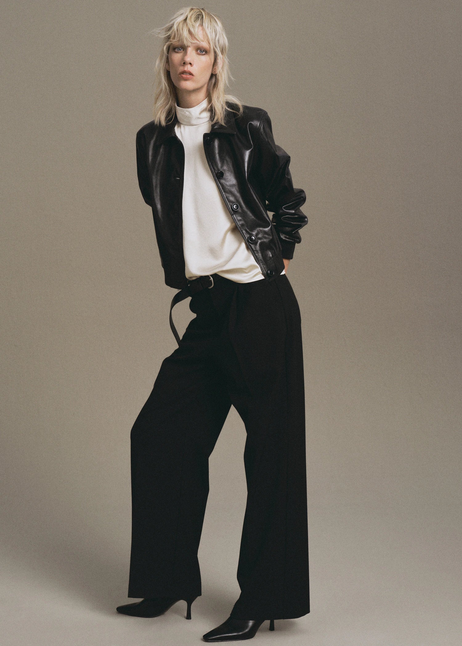 High Collar Satin Blouse