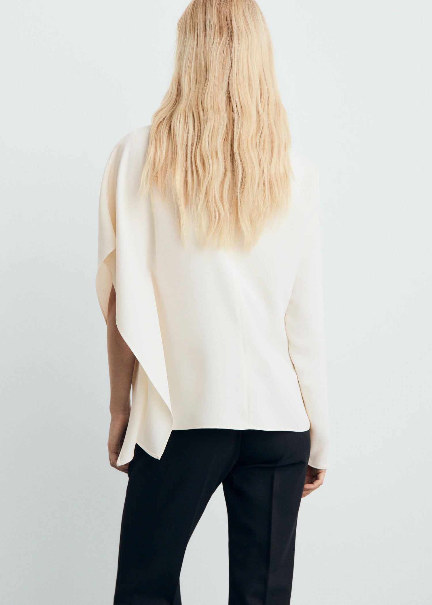 High Neck Blouse With Asymmetrical Sleeves