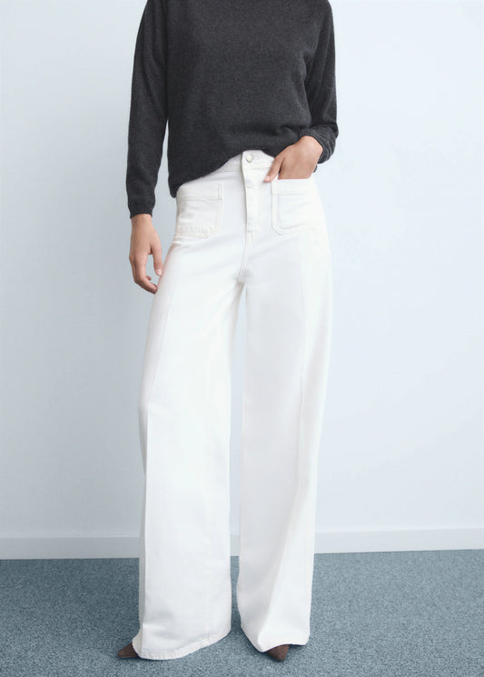 High Rise Wide Leg  Jeans With Pockets