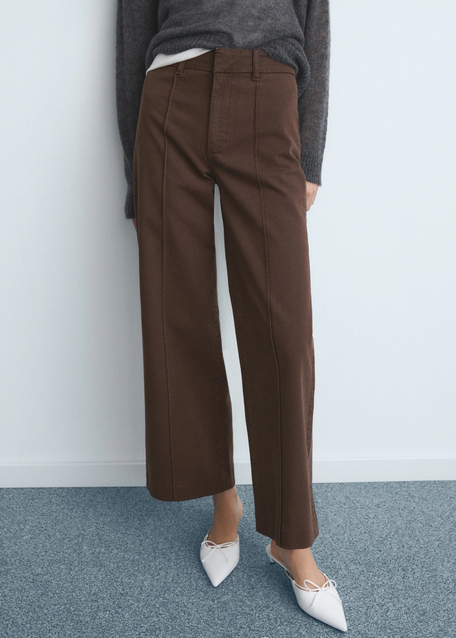 High Waist Wide Leg Jeans With Seams