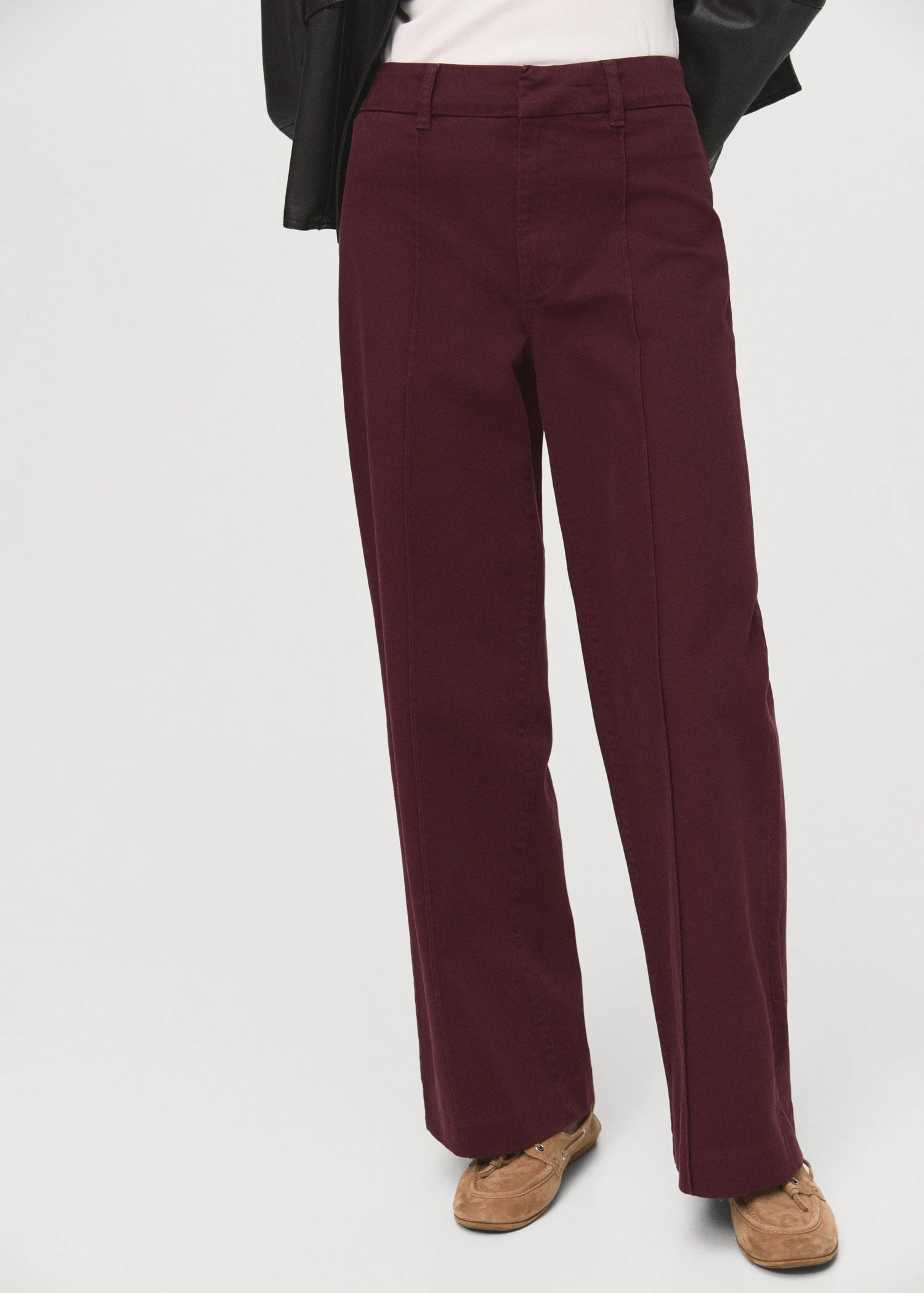 High Waisted Wide Leg Jeans With Stitching