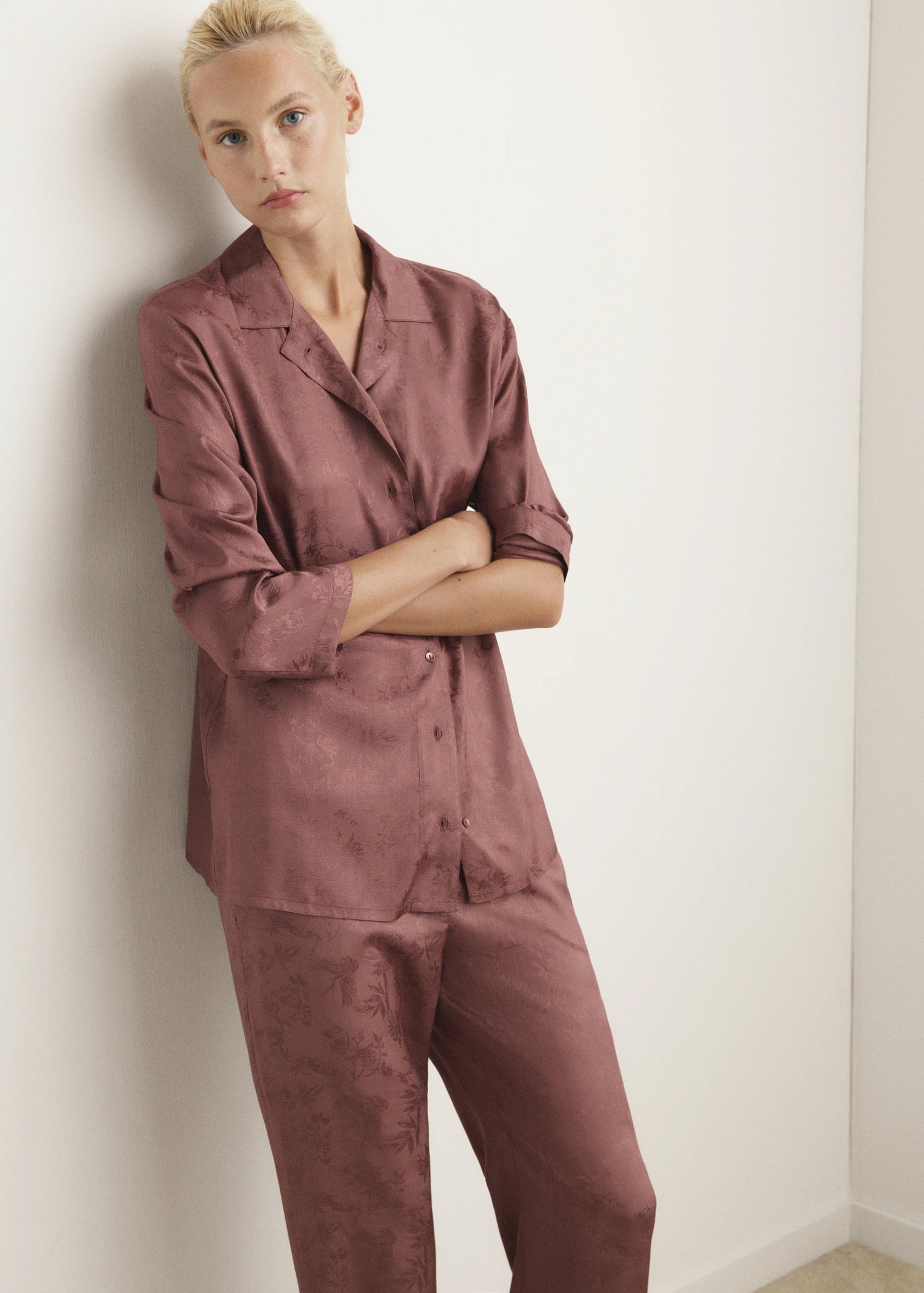 Jacquard Satin Pyjama Shirt