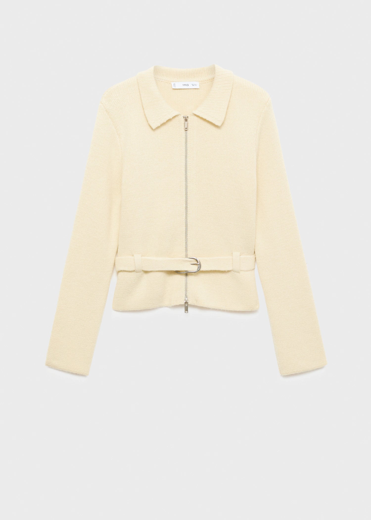 Knitted Jacket With Belt And Buckle