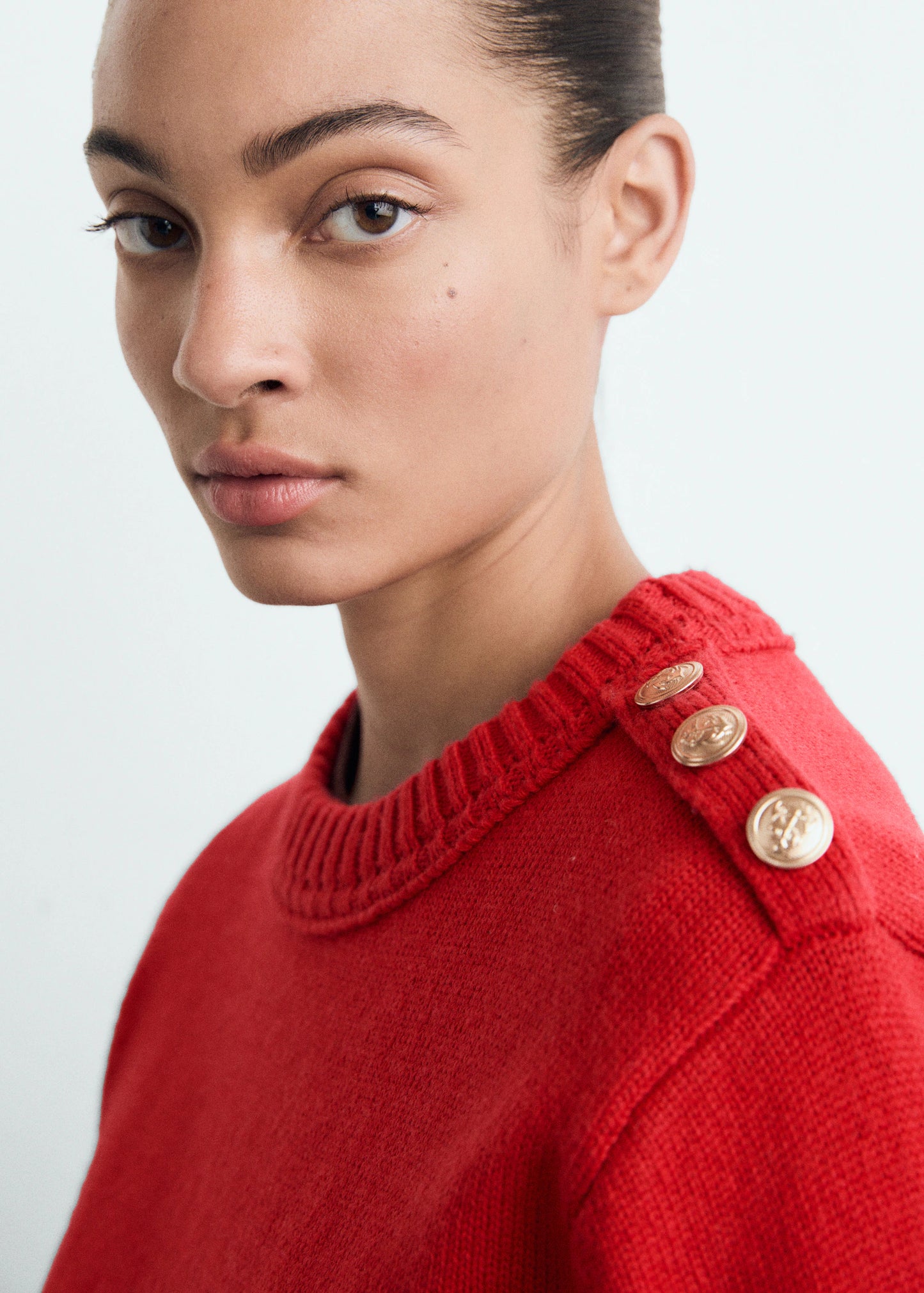 Knitted Sweater With Jewel Buttons