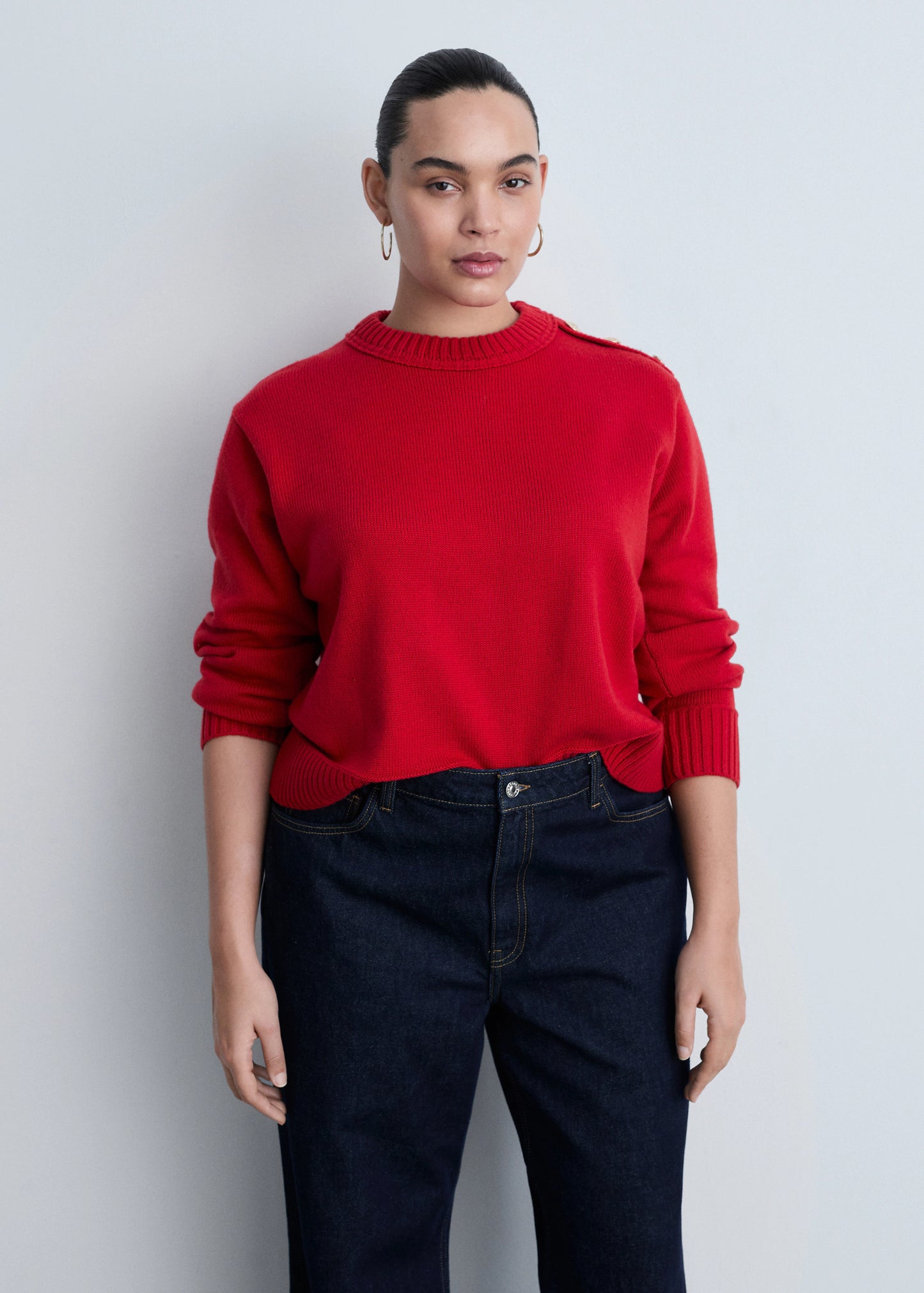 Knitted Sweater With Jewel Buttons