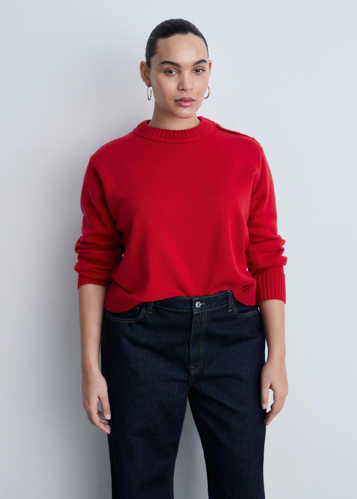 Knitted Sweater With Jewel Buttons