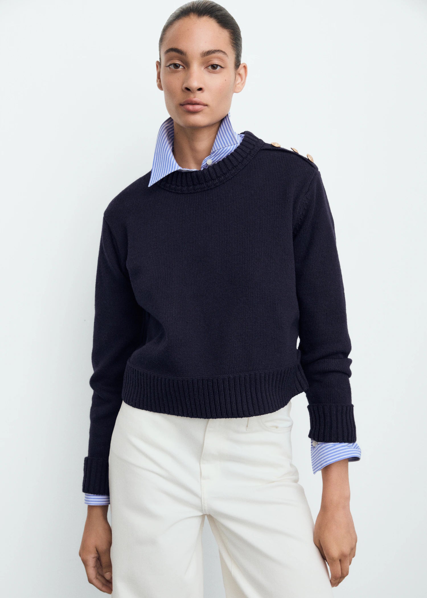 Knitted Sweater With Jewel Buttons