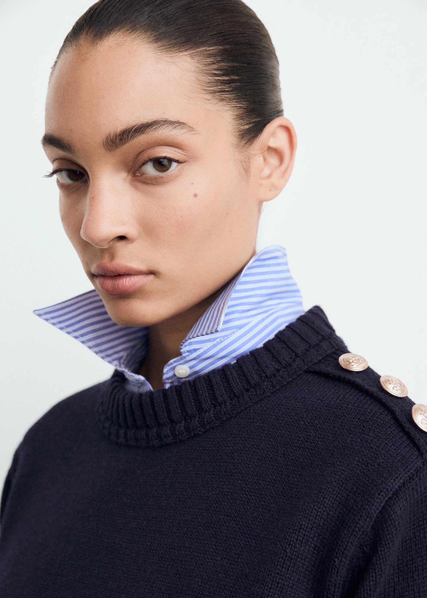 Knitted Sweater With Jewel Buttons