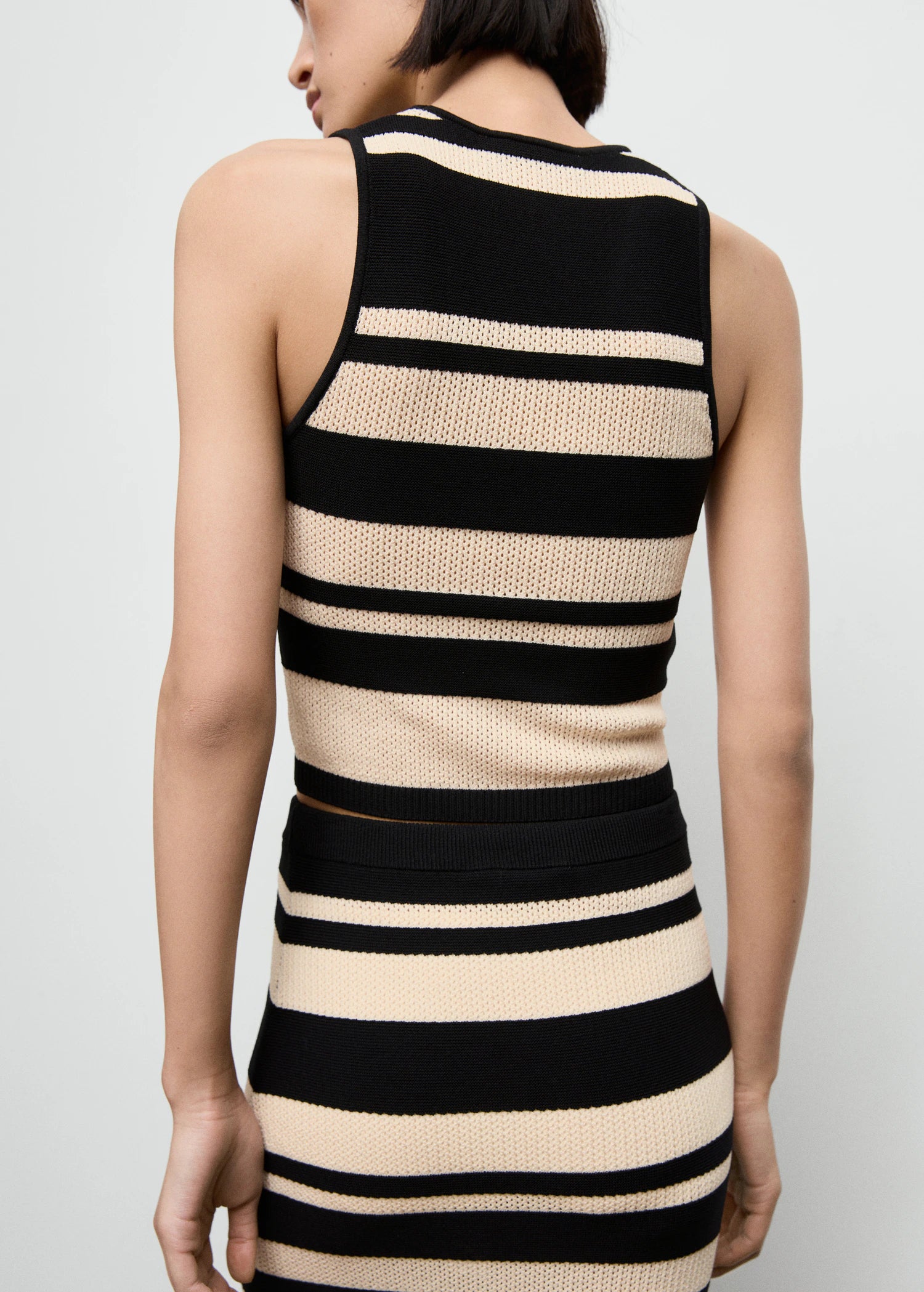 Knitted V Neck Top With Stripes