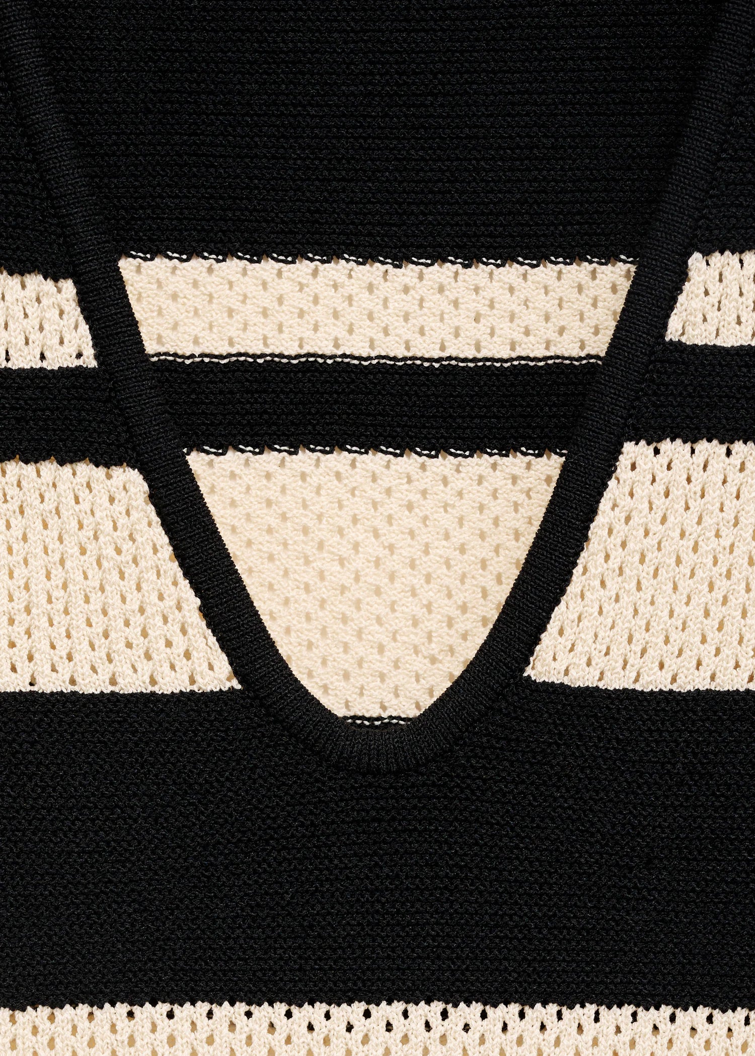 Knitted V Neck Top With Stripes