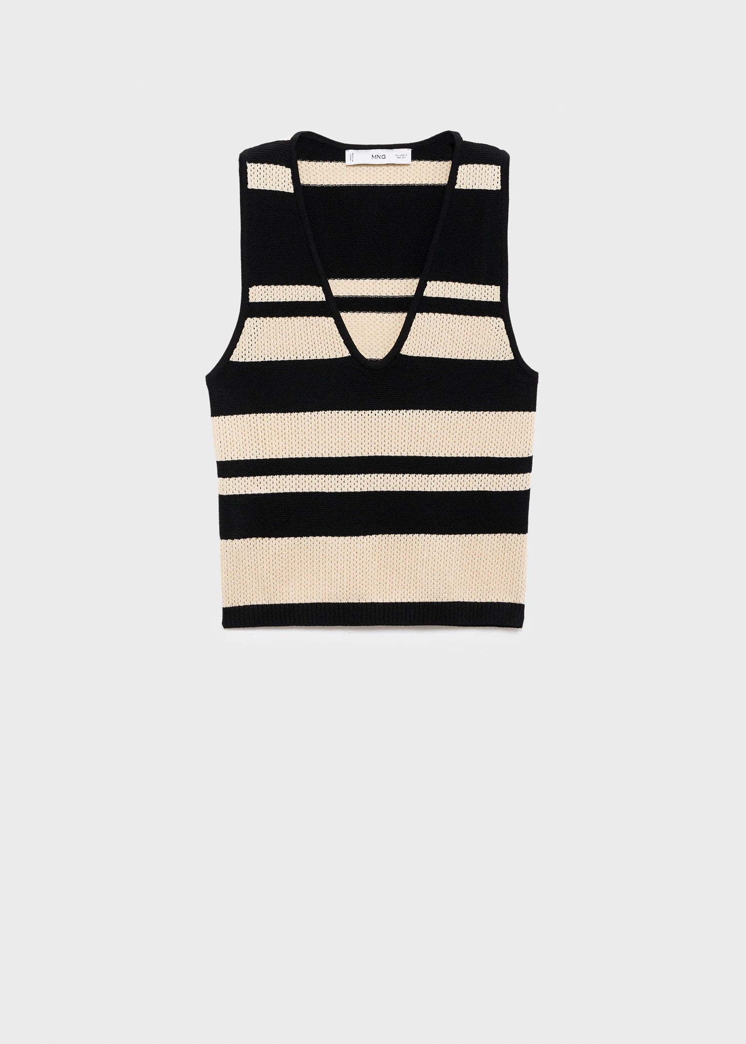 Knitted V Neck Top With Stripes