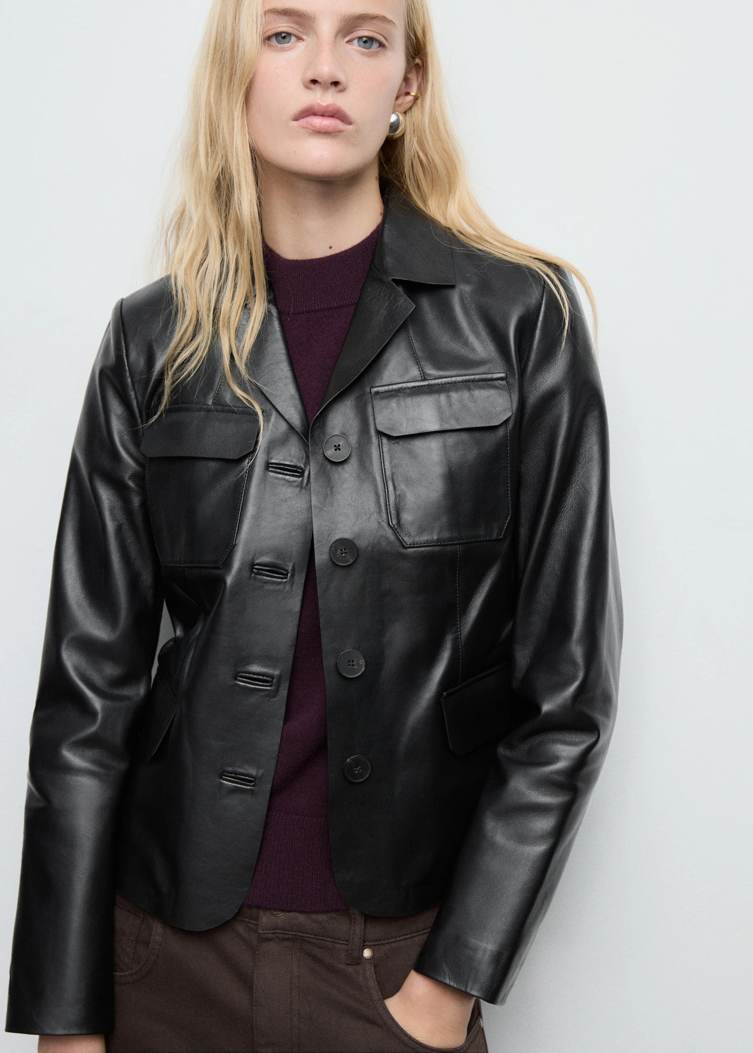 Leather Jacket With Flap Pockets