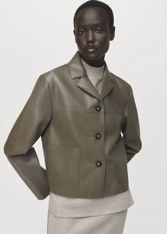 Leather Effect Jacket With Pockets