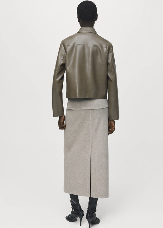 Leather Effect Jacket With Pockets