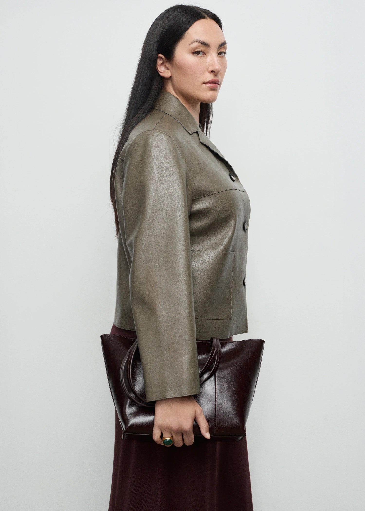 Leather Effect Jacket With Pockets