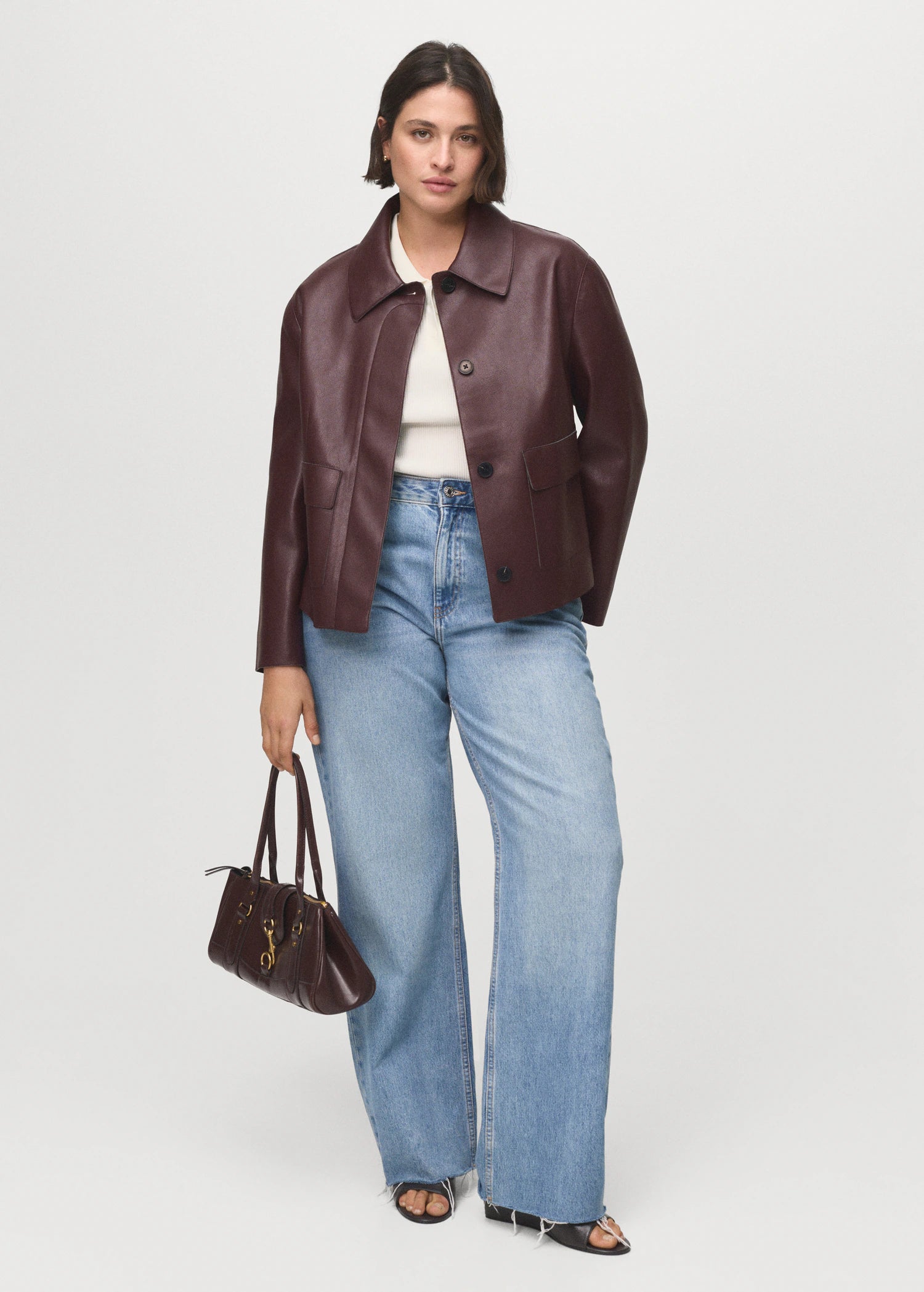 Leather Effect Jacket With Pockets