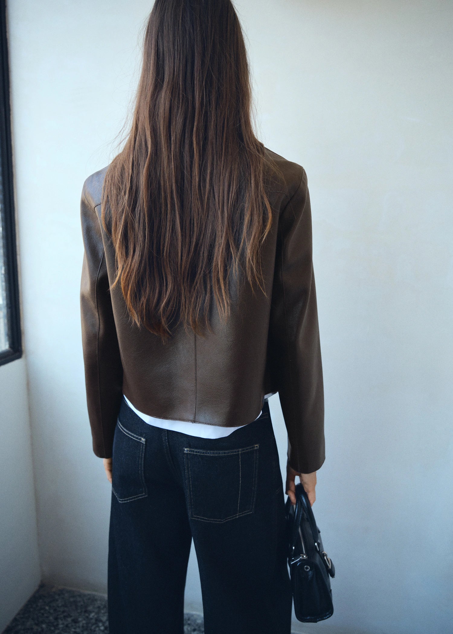 Leather Effect Jacket With Pockets