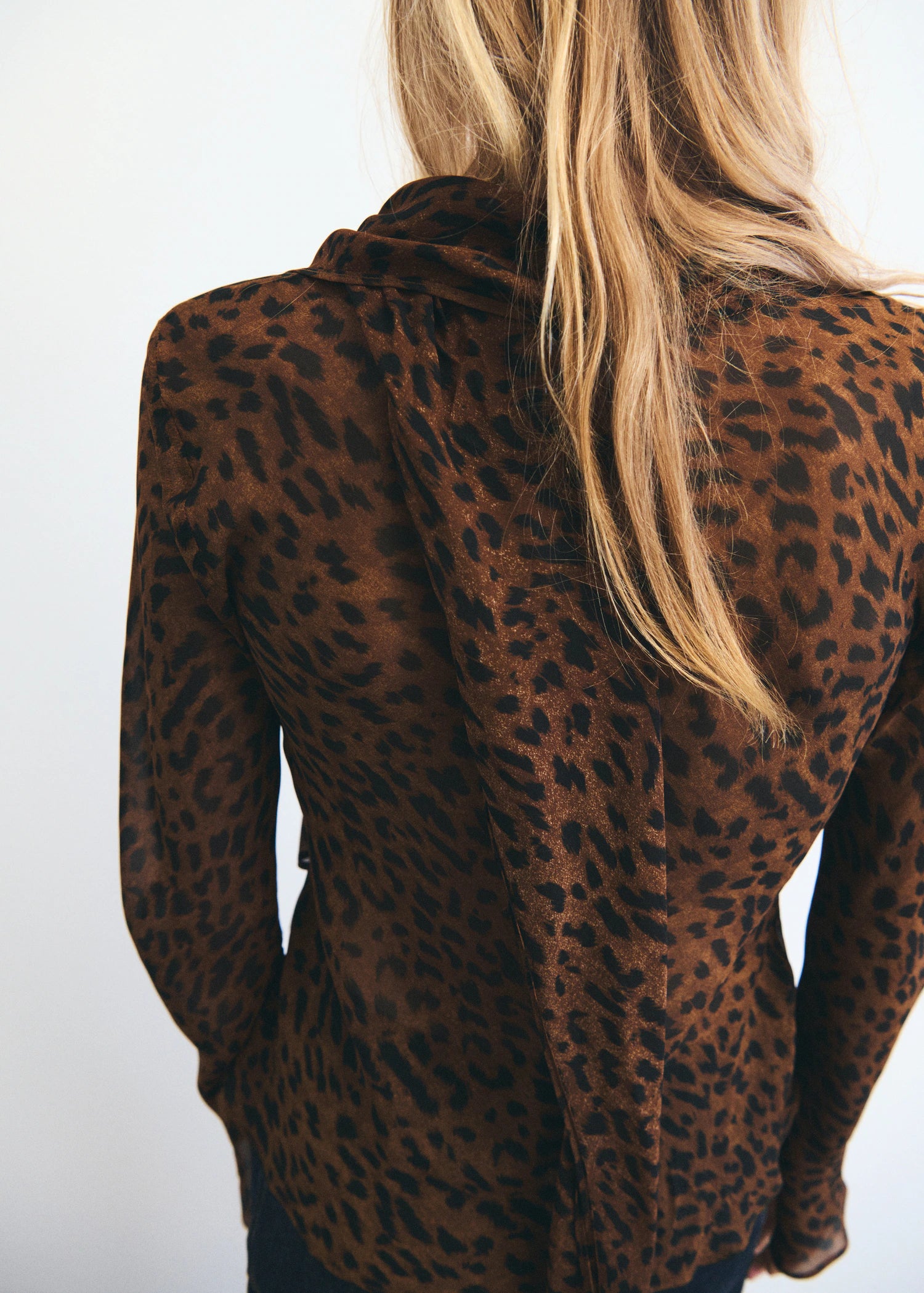 Leopard Print Blouse With Scarf