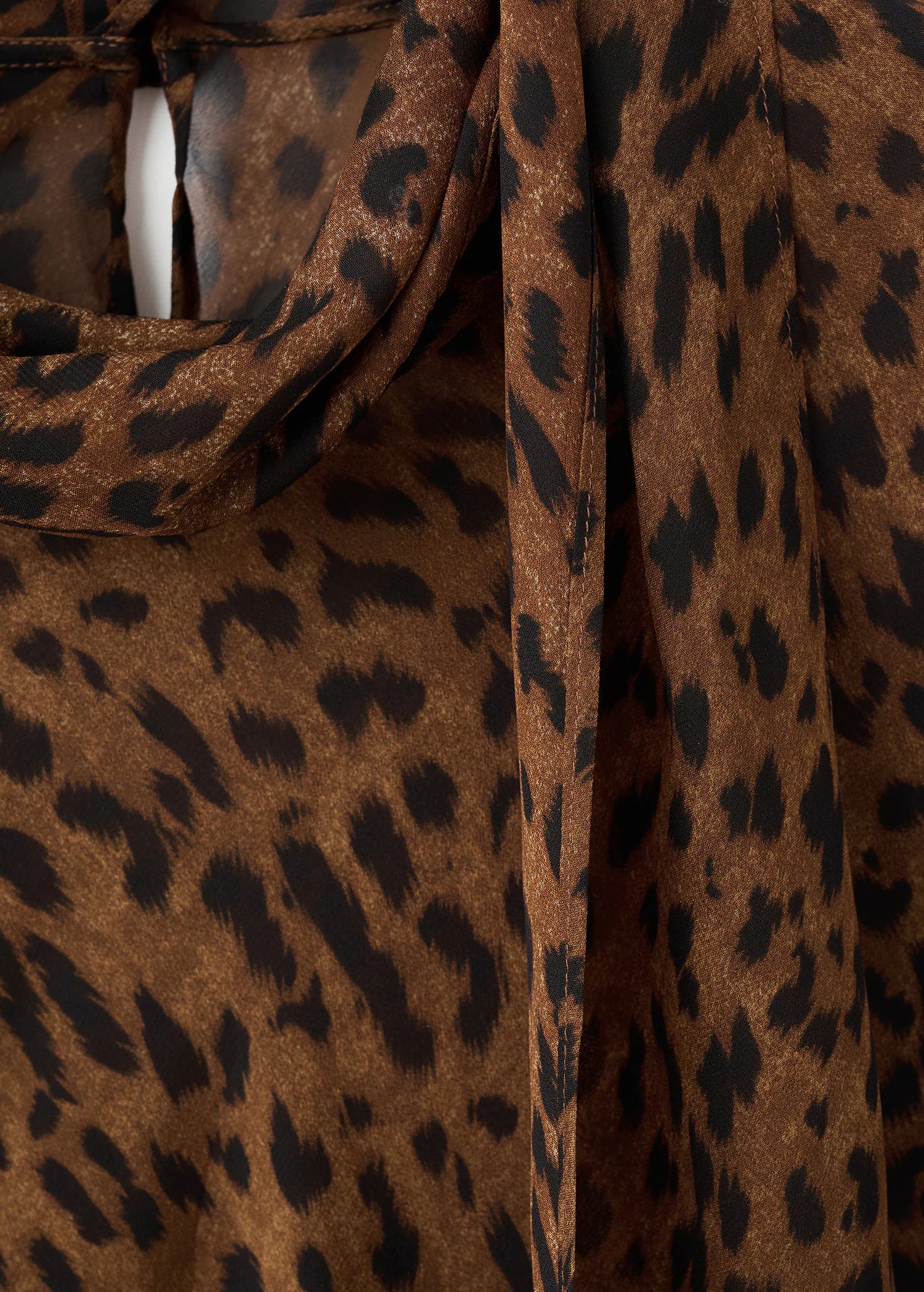 Leopard Print Blouse With Scarf