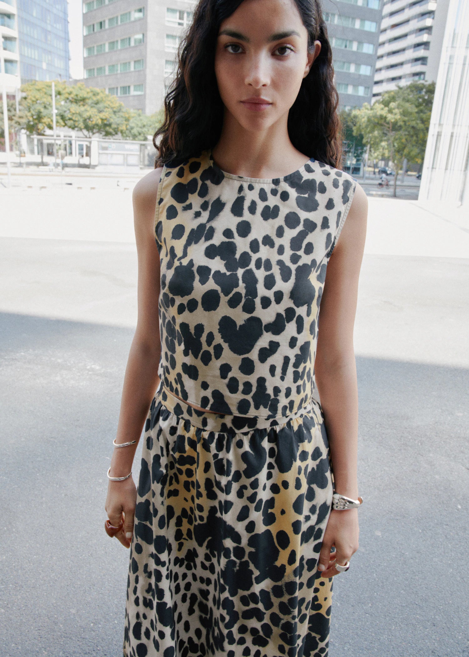 Leopard Print Buttoned Crop Top