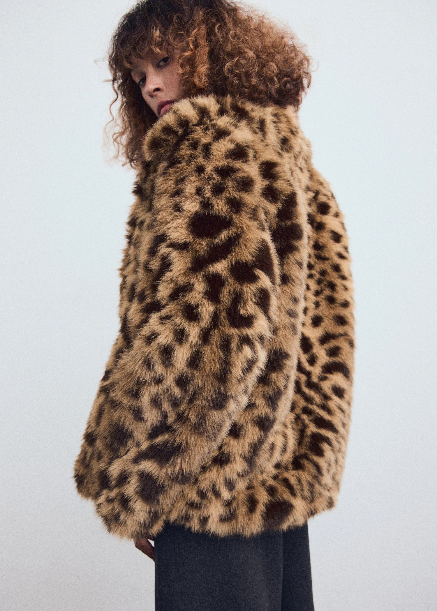 Leopard Print Fur Effect Coat