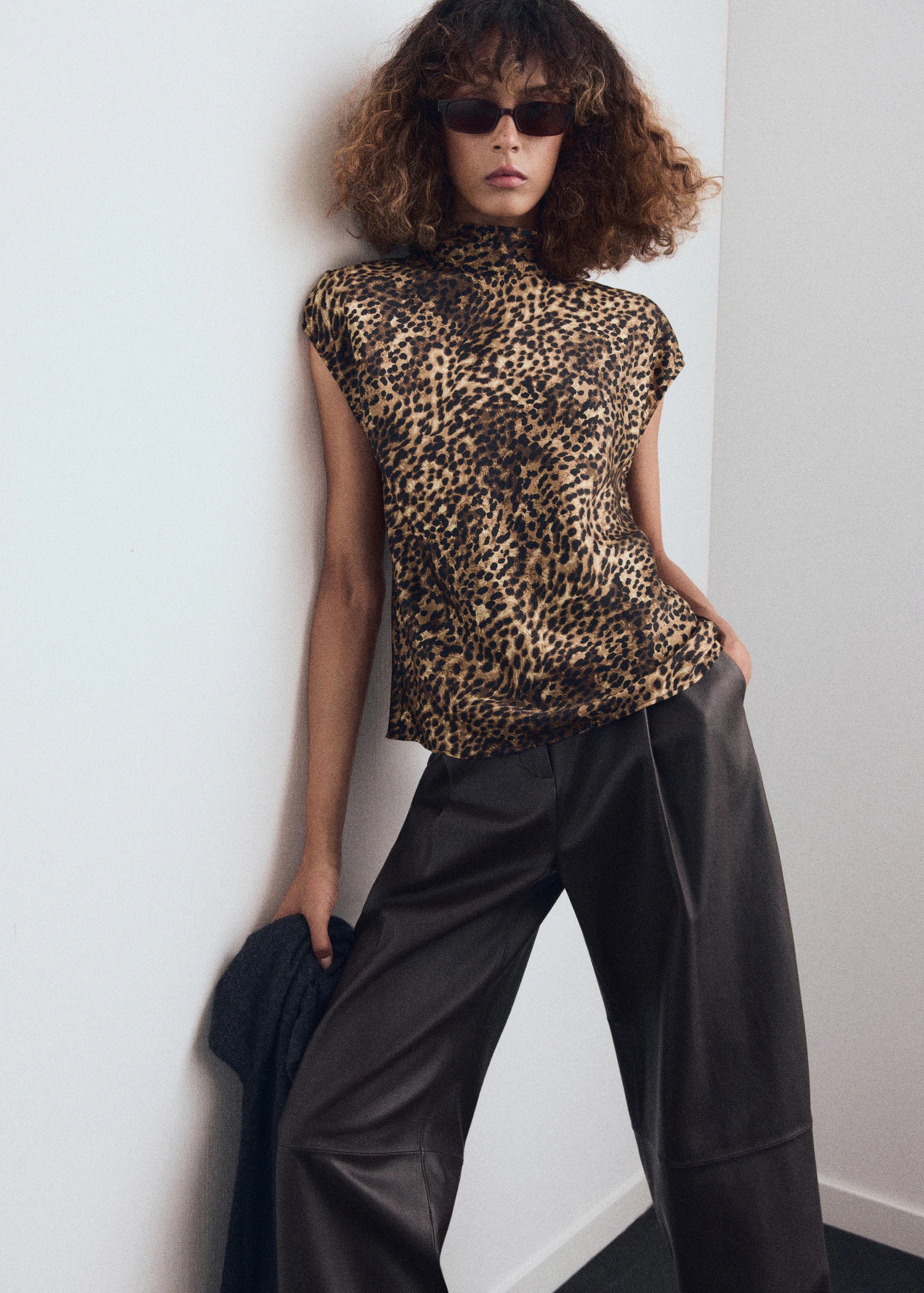 Leopard Print Satin Blouse