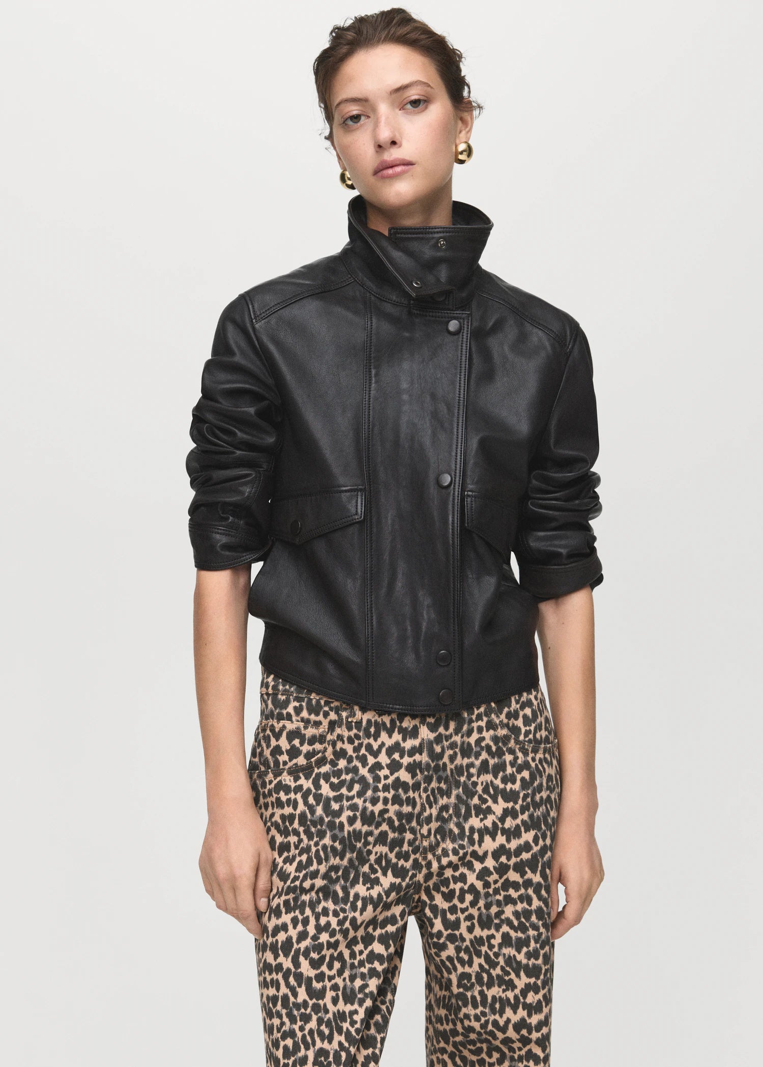 Leopard Print Straight Jeans