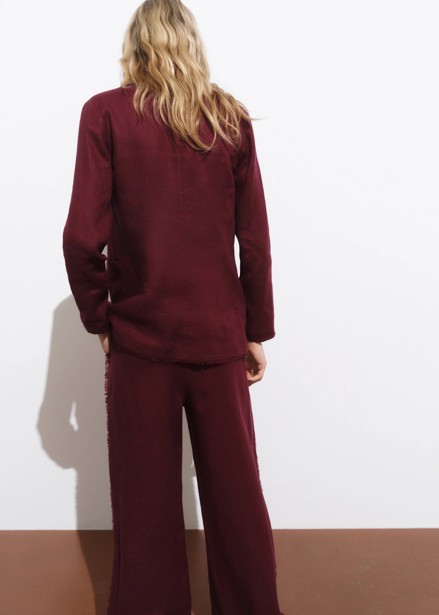 Linen Suit Jacket With Frayed Ends