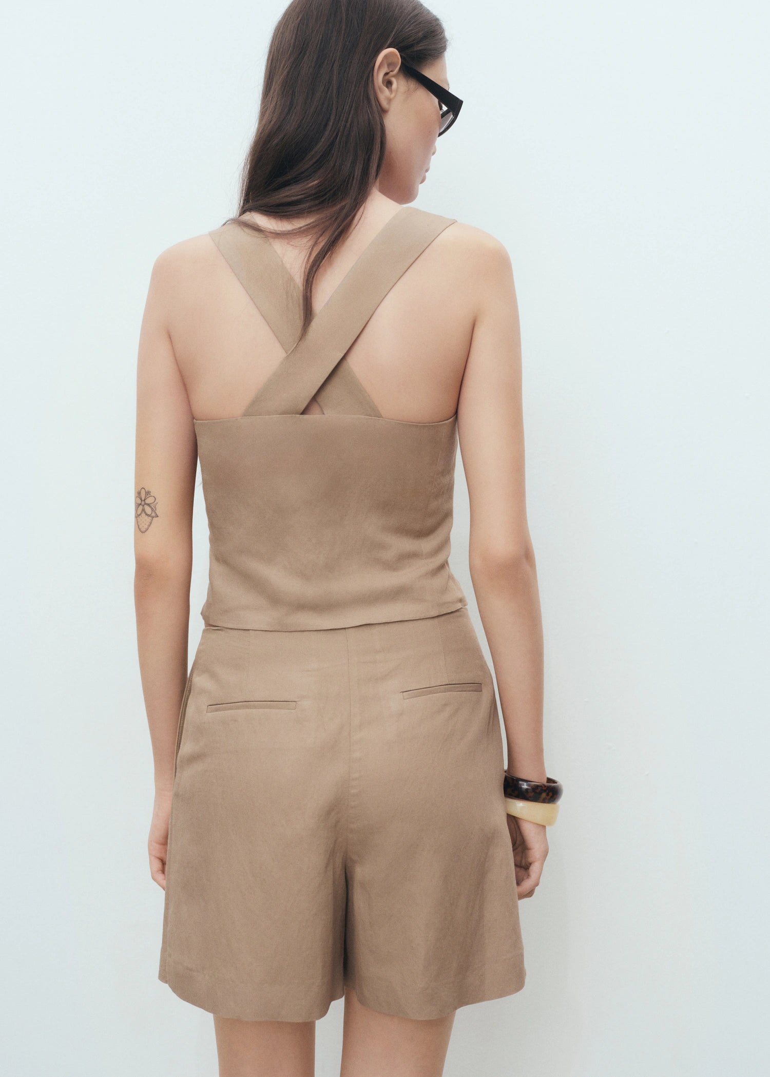 Linen Blend Cross Back Top