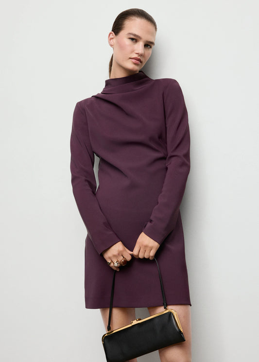 Long Sleeved Dress With Draped Neck