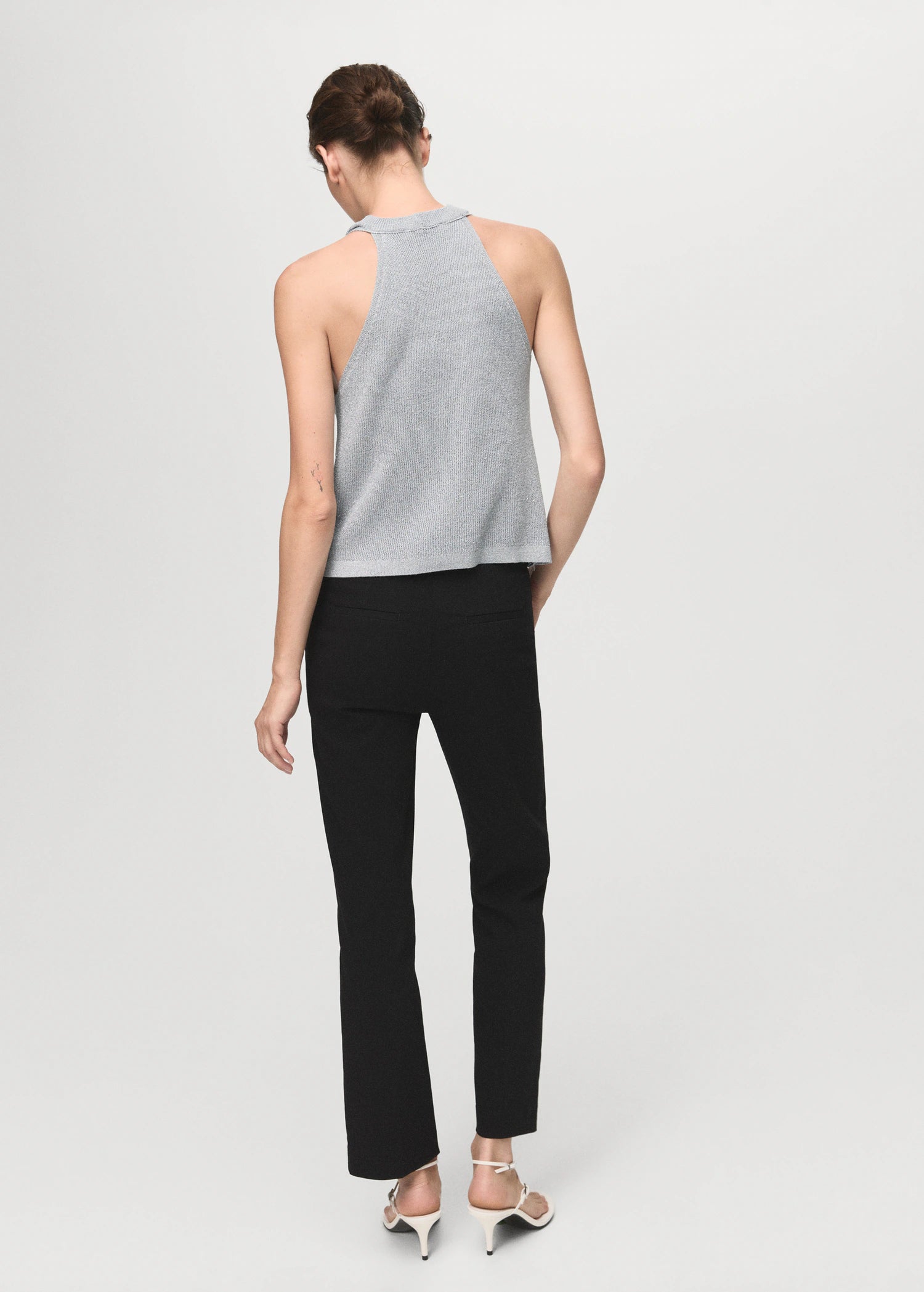 Lurex Knitted Top With Draped Neck