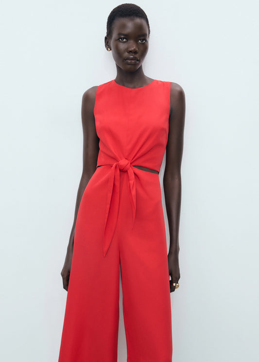 Lyocell Jumpsuit With Cut Out And Knot Detail