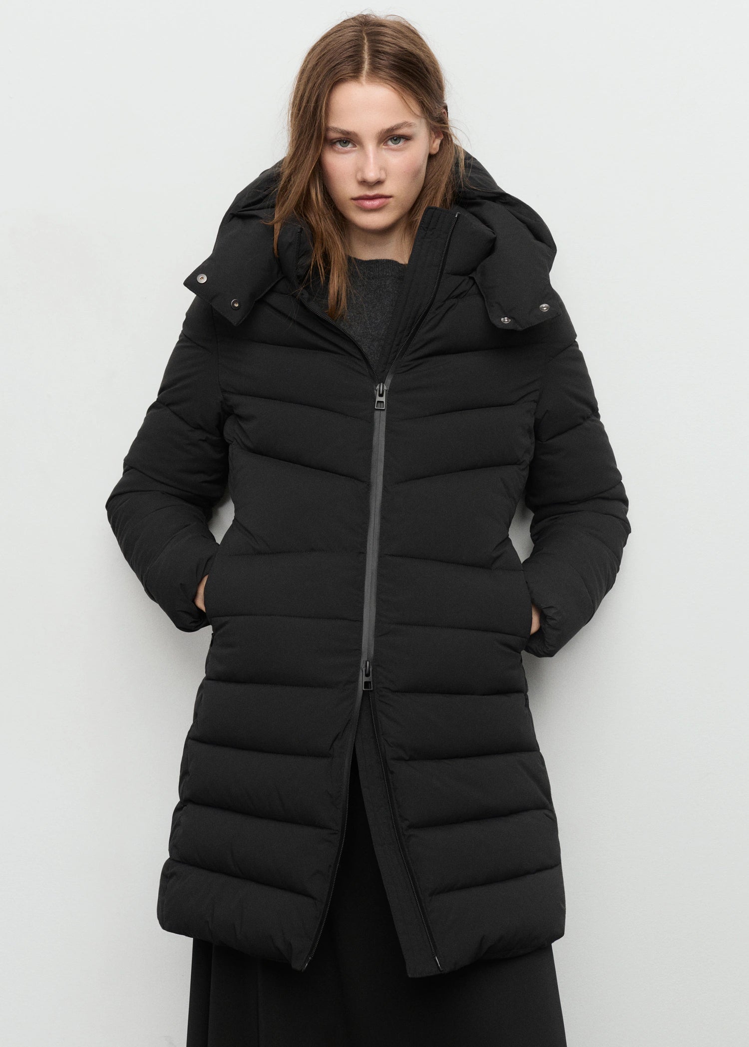 Midi Quilted Anorak With Hood