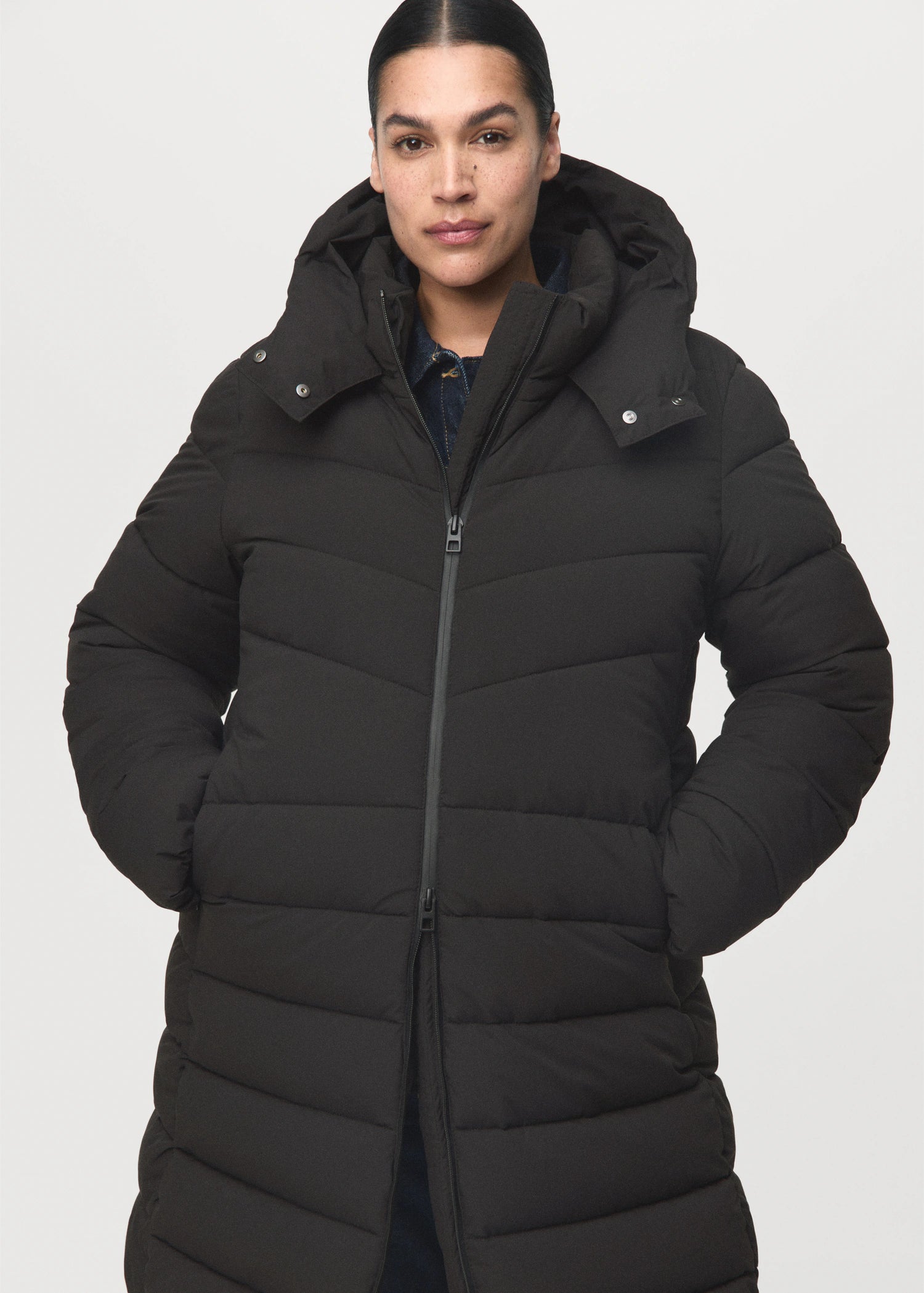 Midi Quilted Anorak With Hood