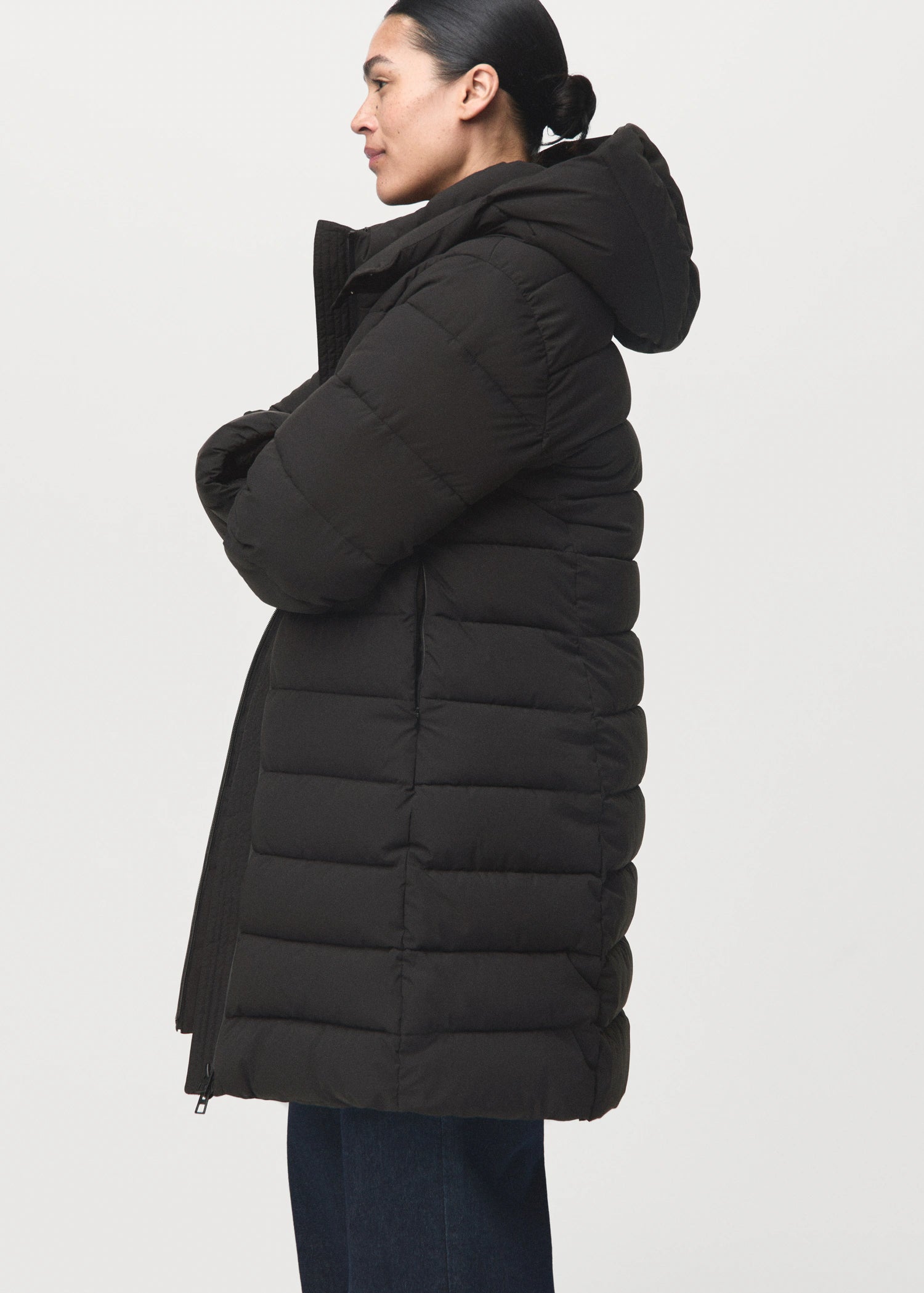 Midi Quilted Anorak With Hood