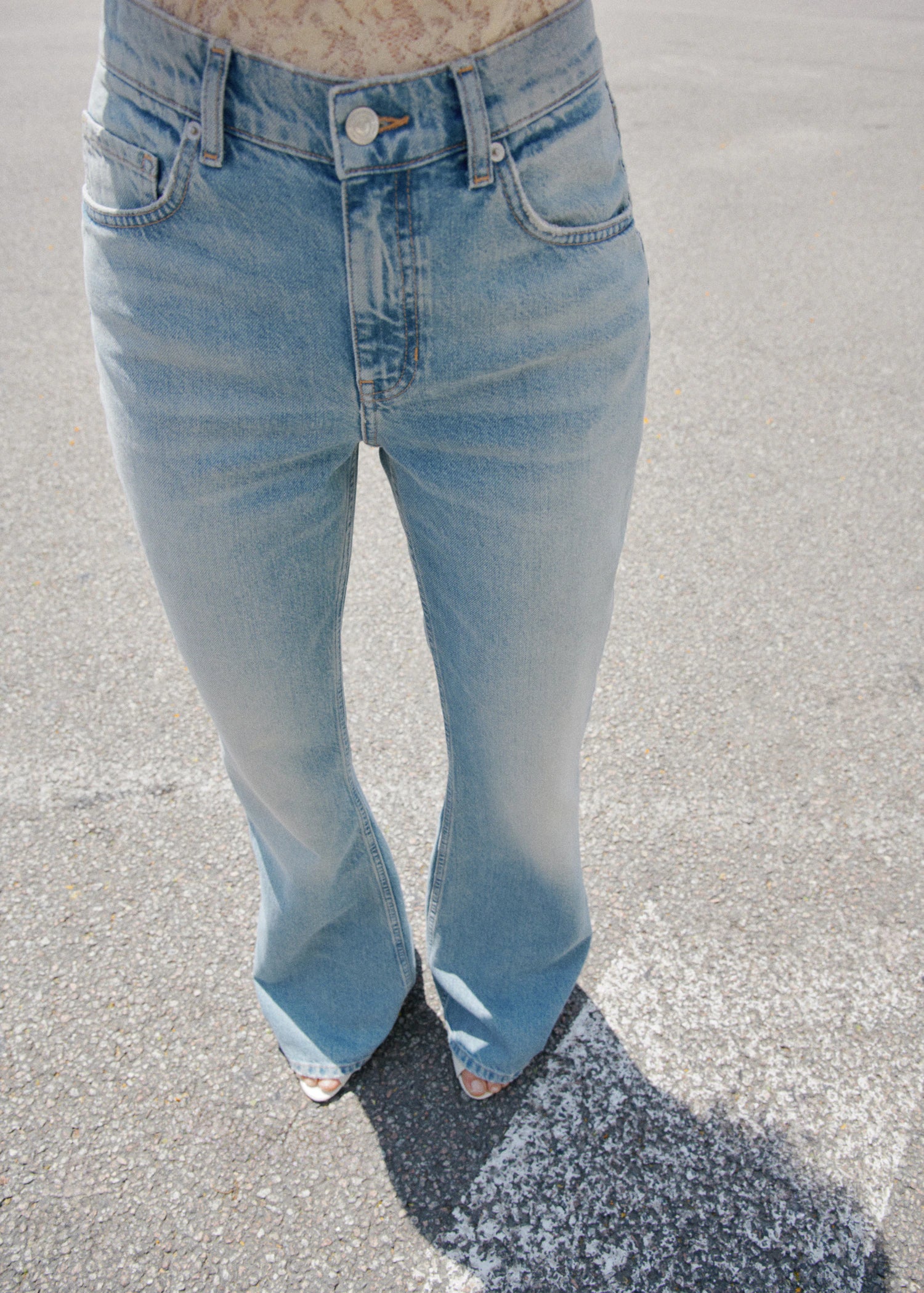 Mid Rise Flared Jeans