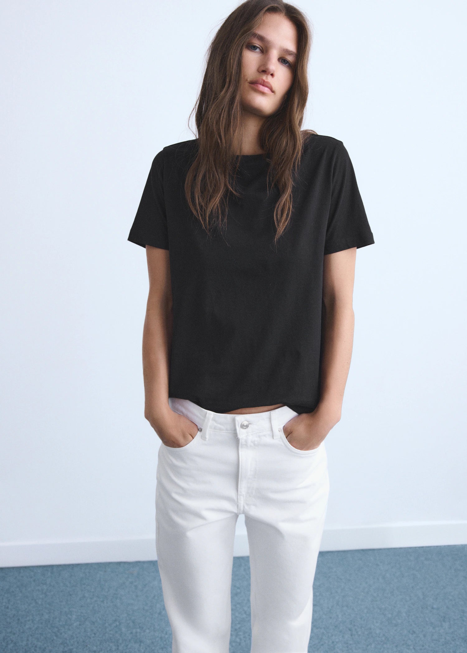 Mid Rise Straight Jeans