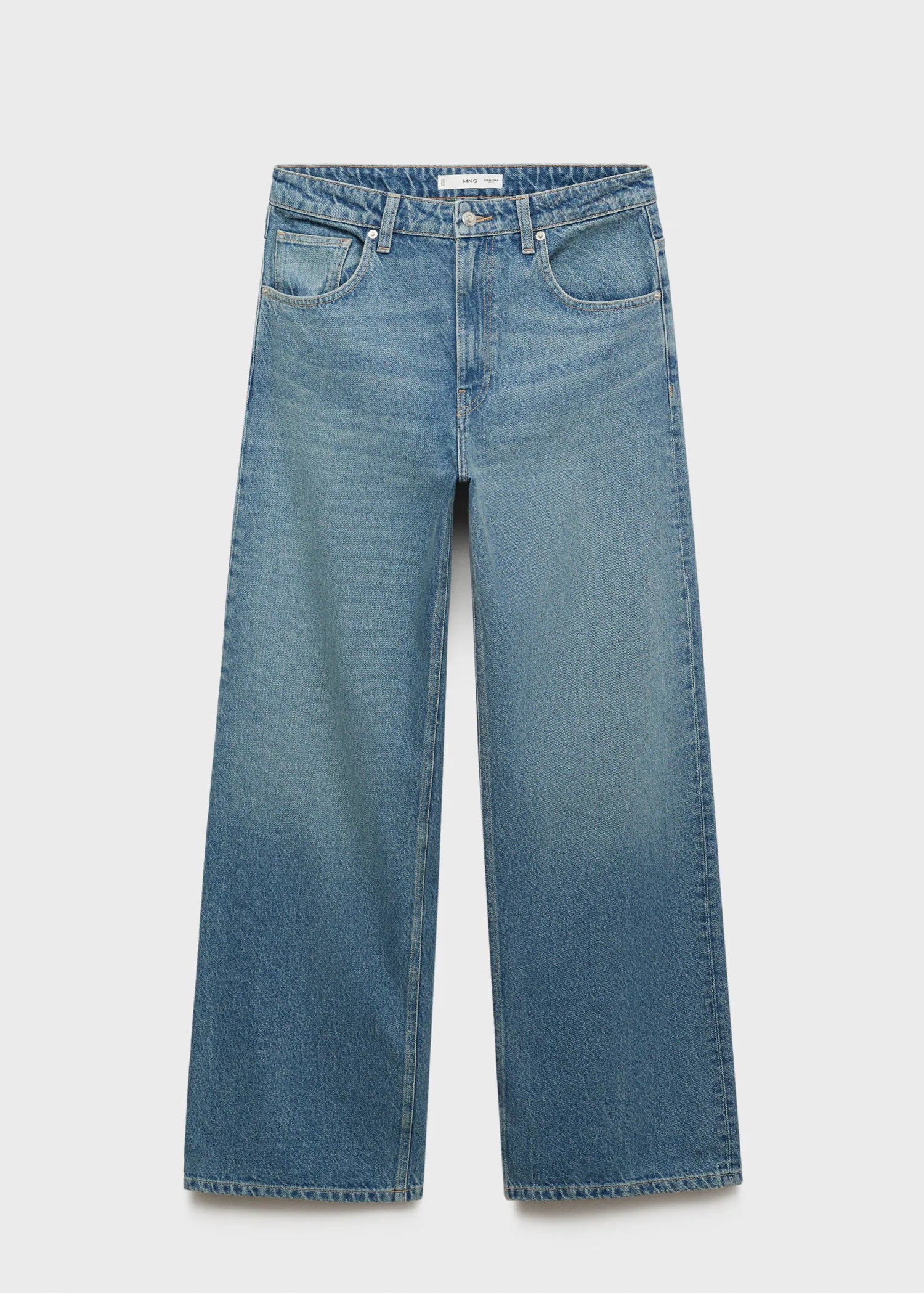 Mid Rise Straight Jeans
