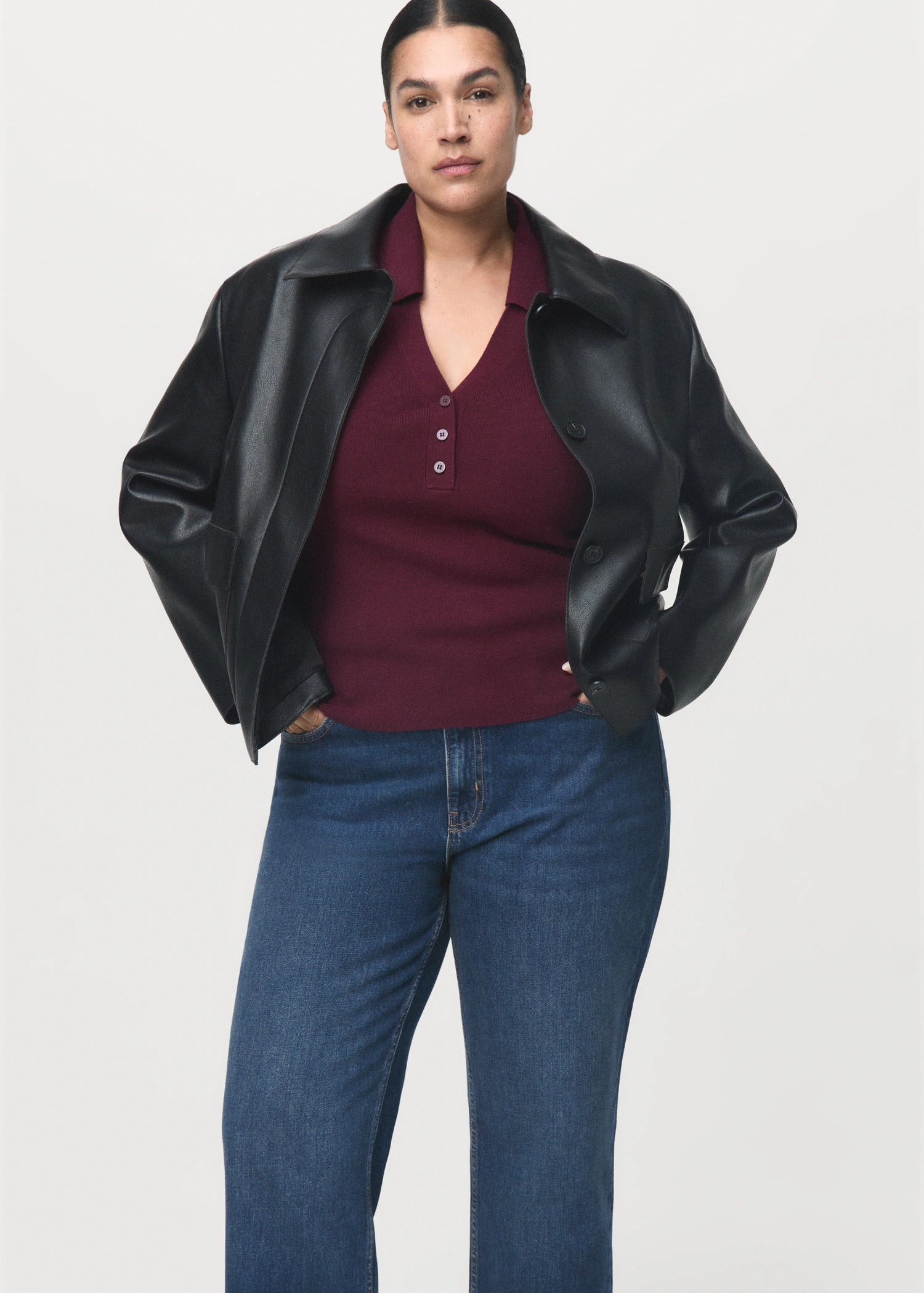 Mid Rise Straight Jeans