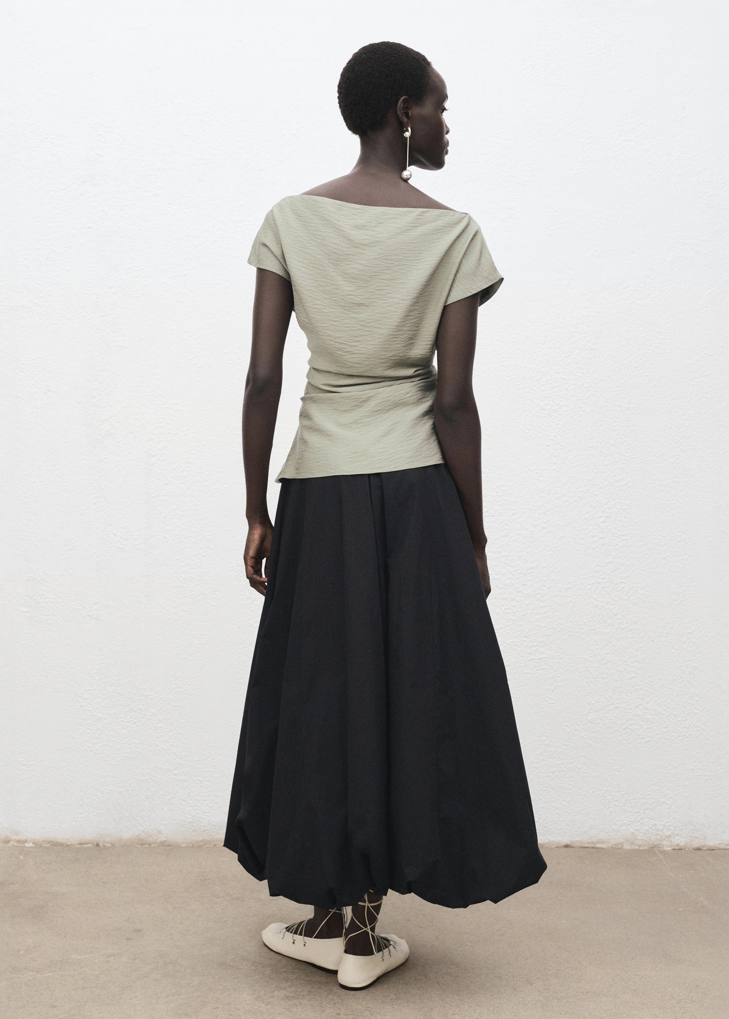 Modal Blouse With Asymmetrical Collar