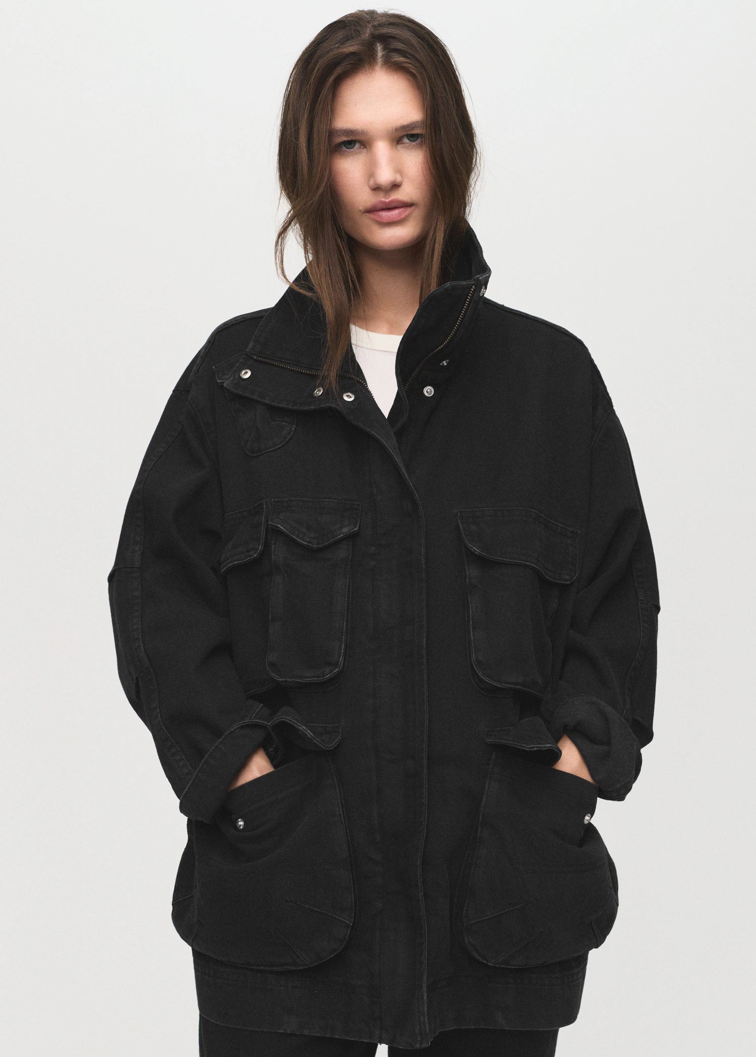 Oversized Denim Parka With Pockets