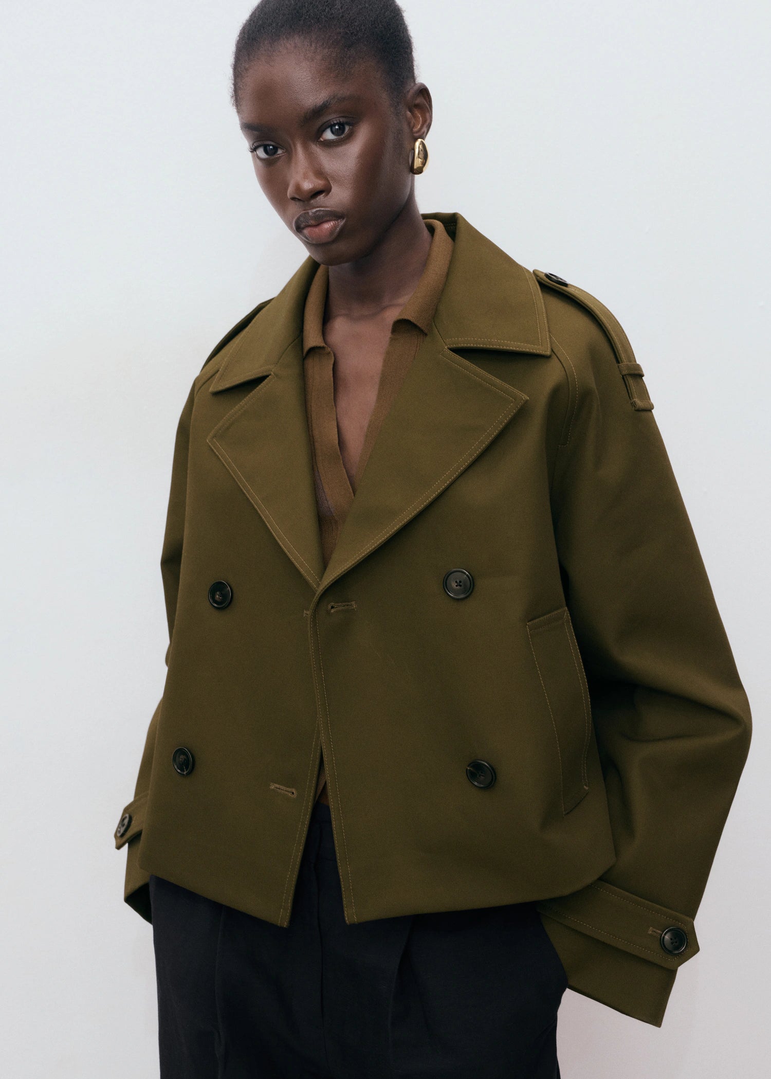 Oversized Short Double Breasted Trench Coat