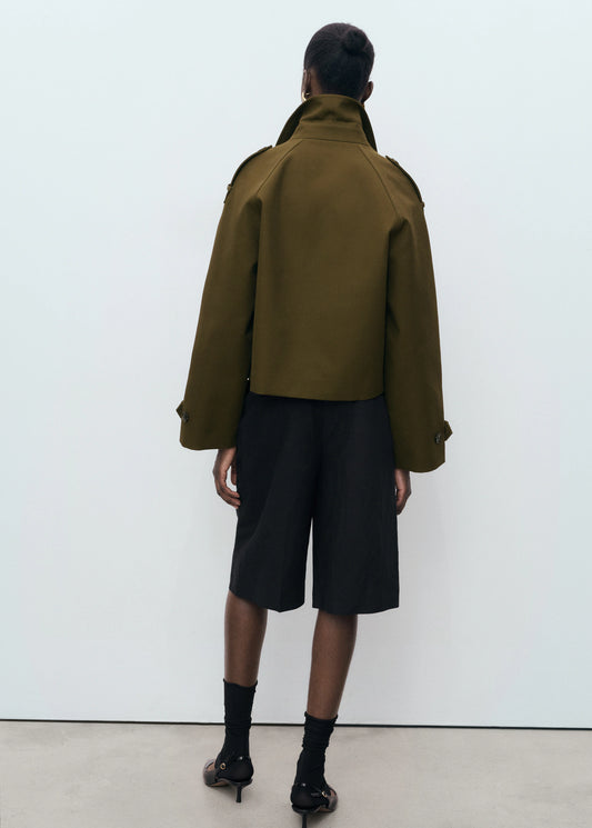 Oversized Short Double Breasted Trench Coat