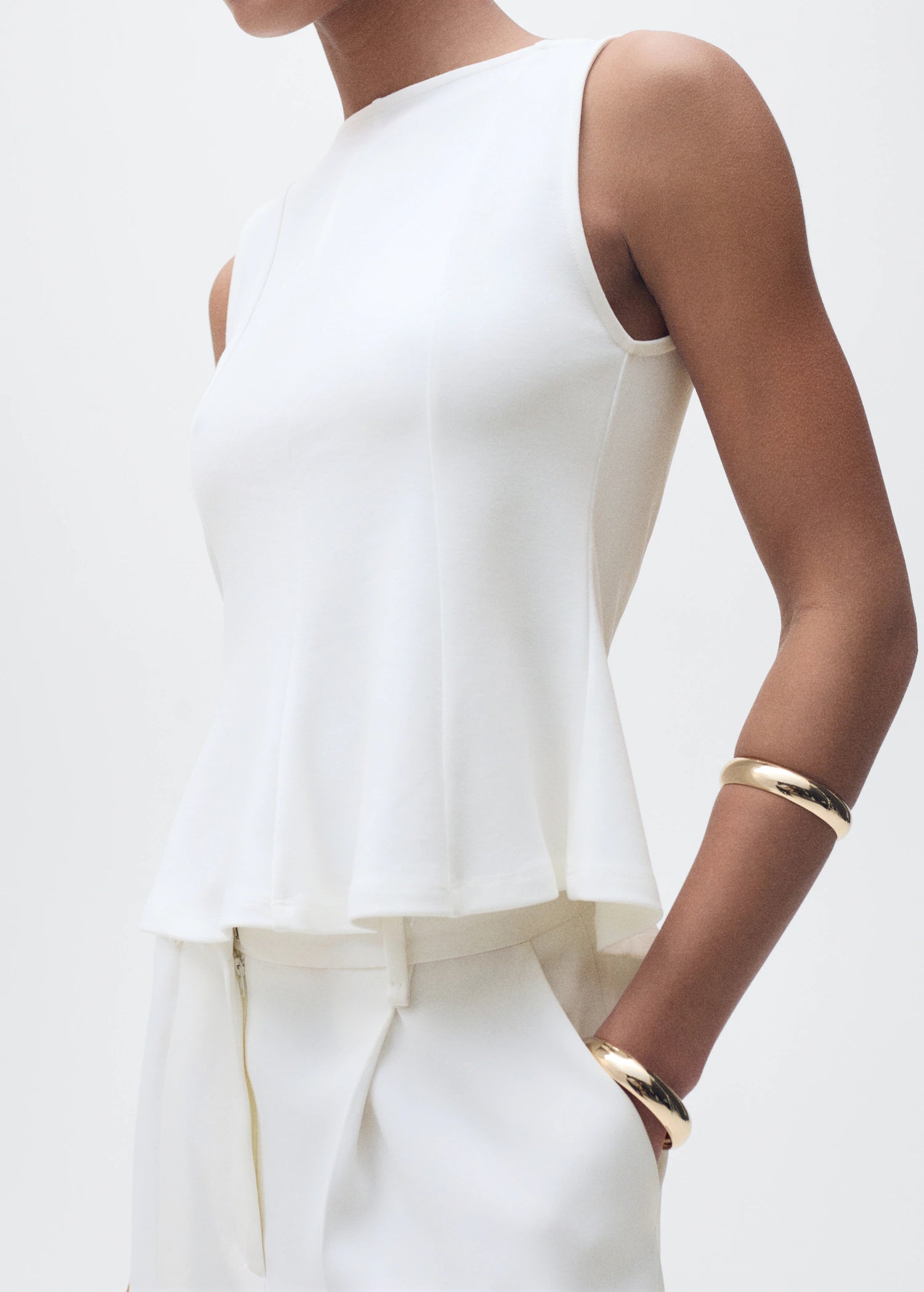 Peplum Top With Seam Detail