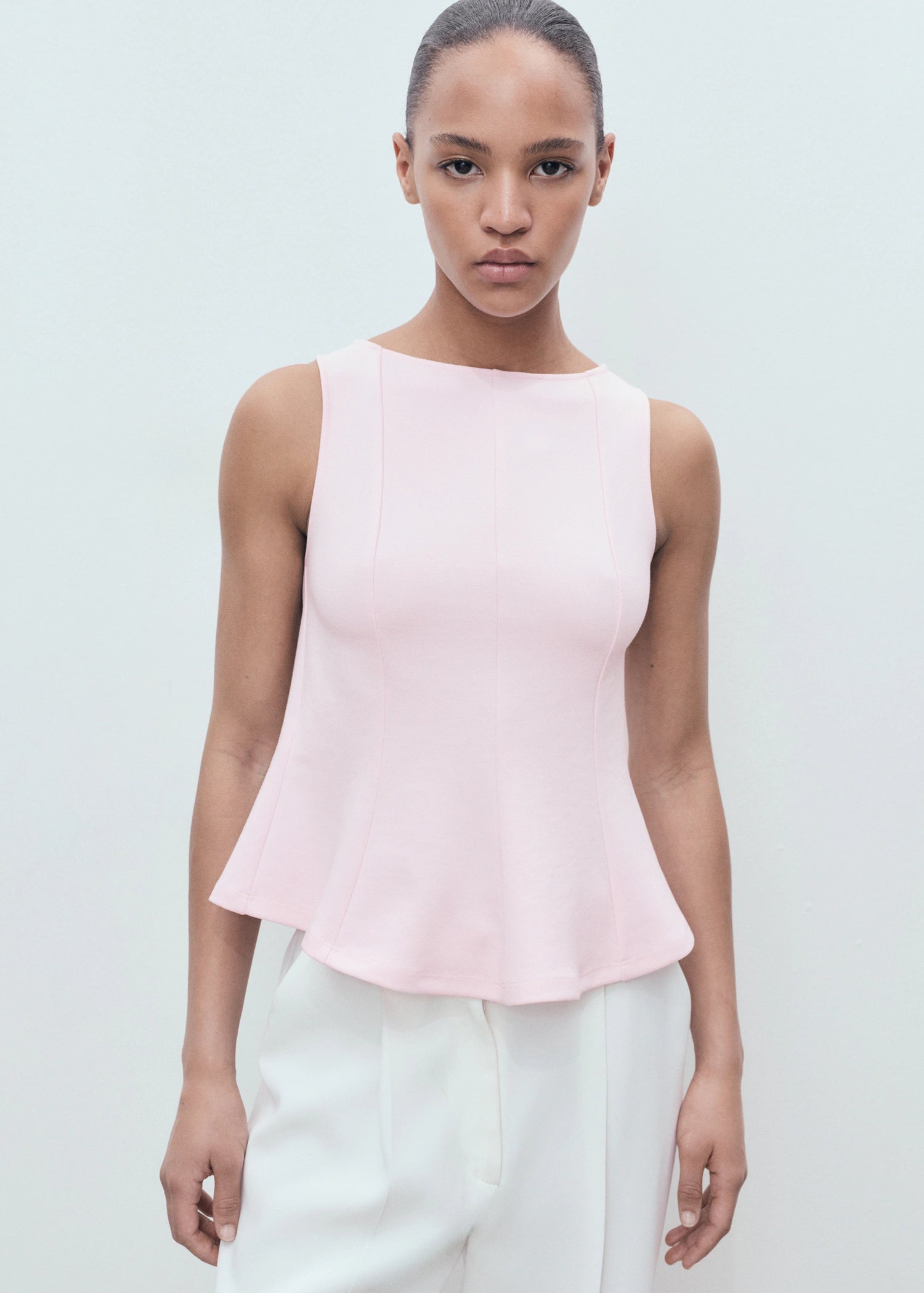 Peplum Top With Seam Detail